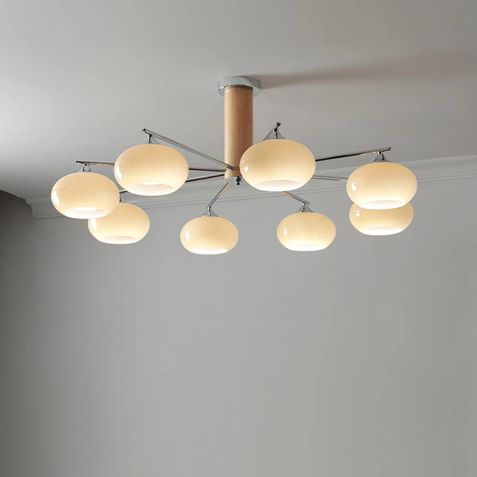 Lustra Chandelier Persimmon Glass Mid-Century 8-Light - Image 24