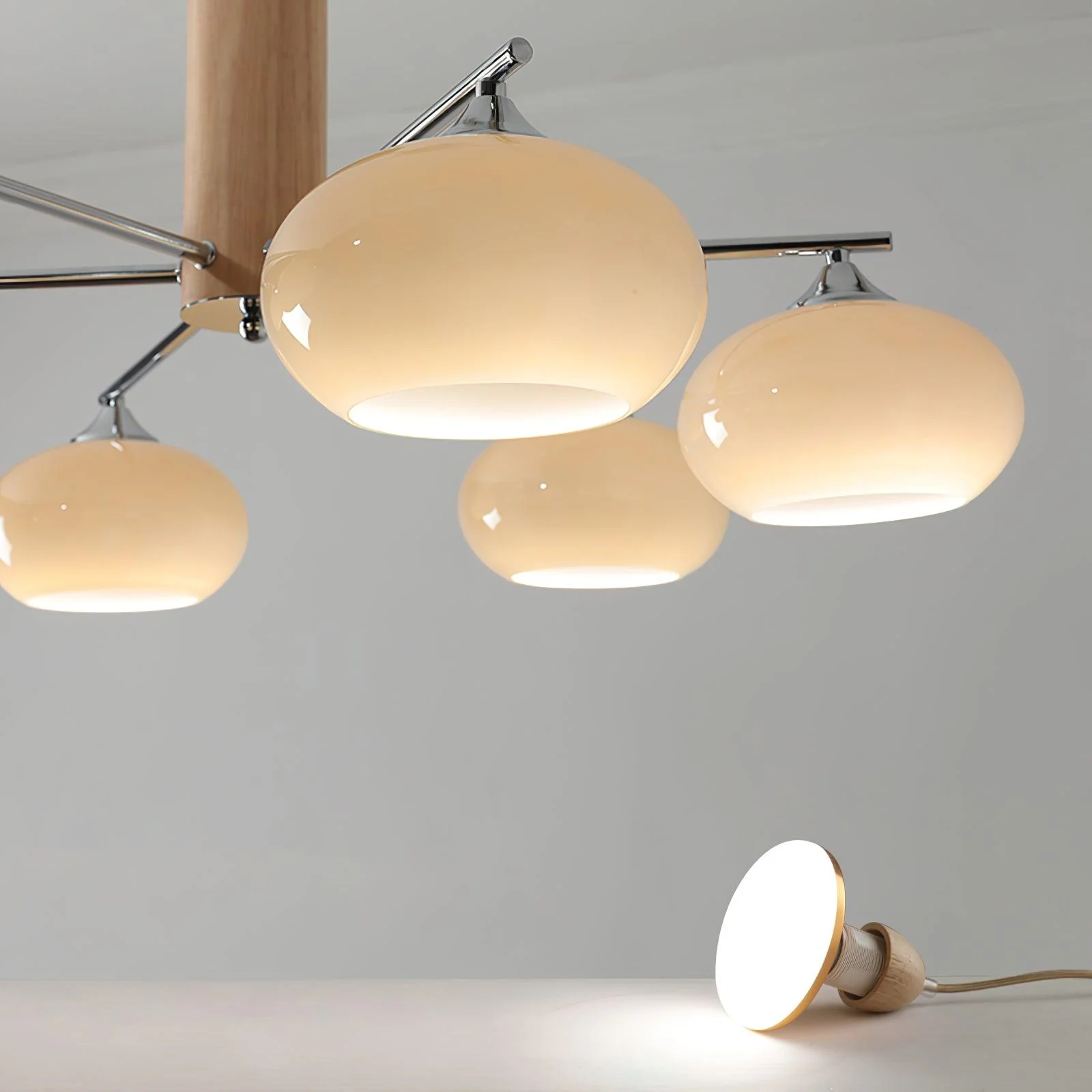 Lustra Chandelier Persimmon Glass Mid-Century 8-Light - Image 25
