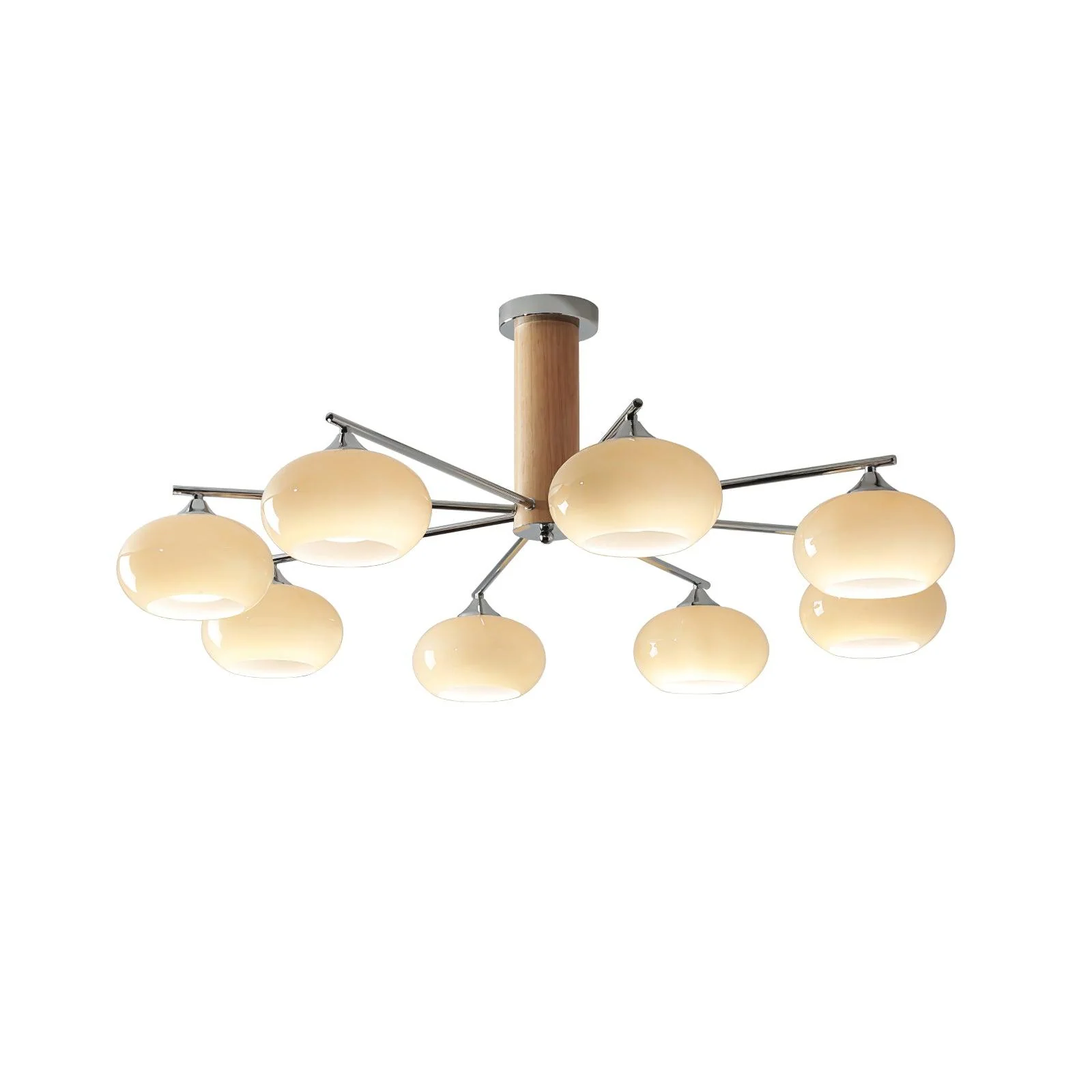 Lustra Chandelier Persimmon Glass Mid-Century 8-Light - Image 29