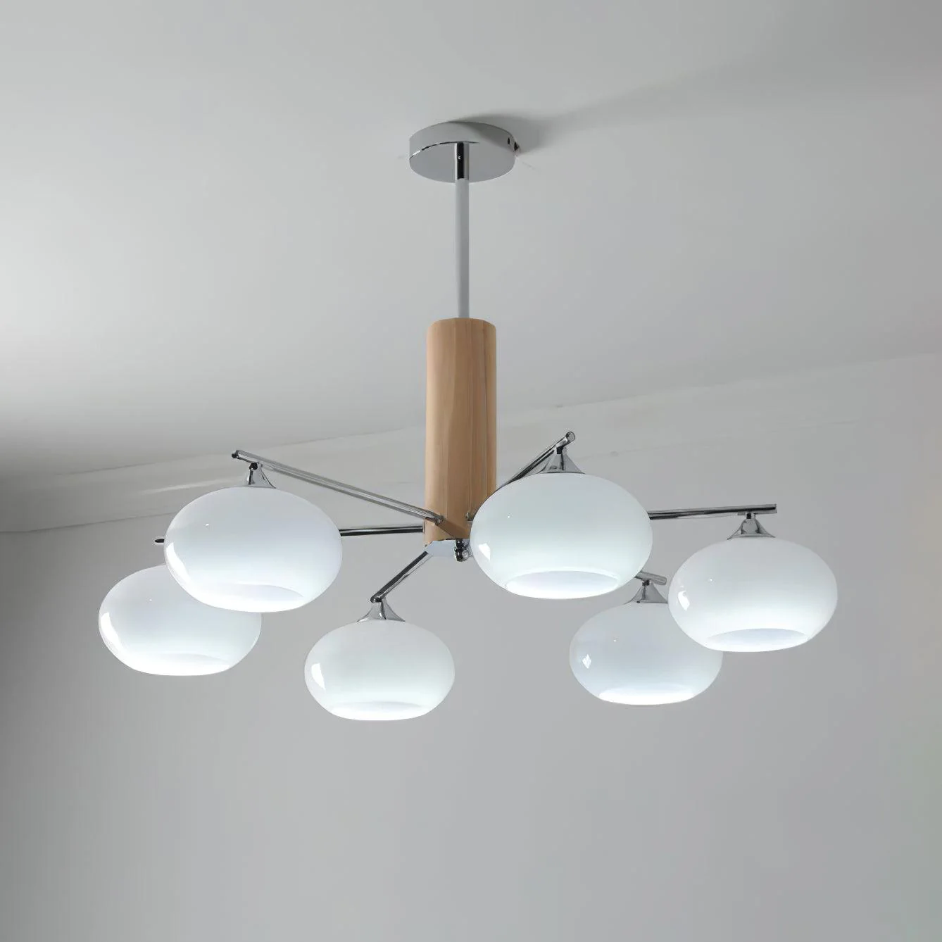 Lustra Chandelier Persimmon Glass Mid-Century 8-Light - Image 32