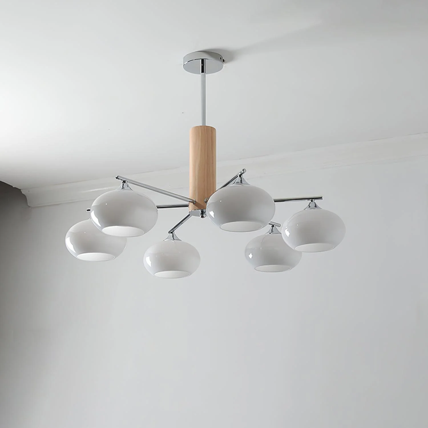 Lustra Chandelier Persimmon Glass Mid-Century 8-Light - Image 5