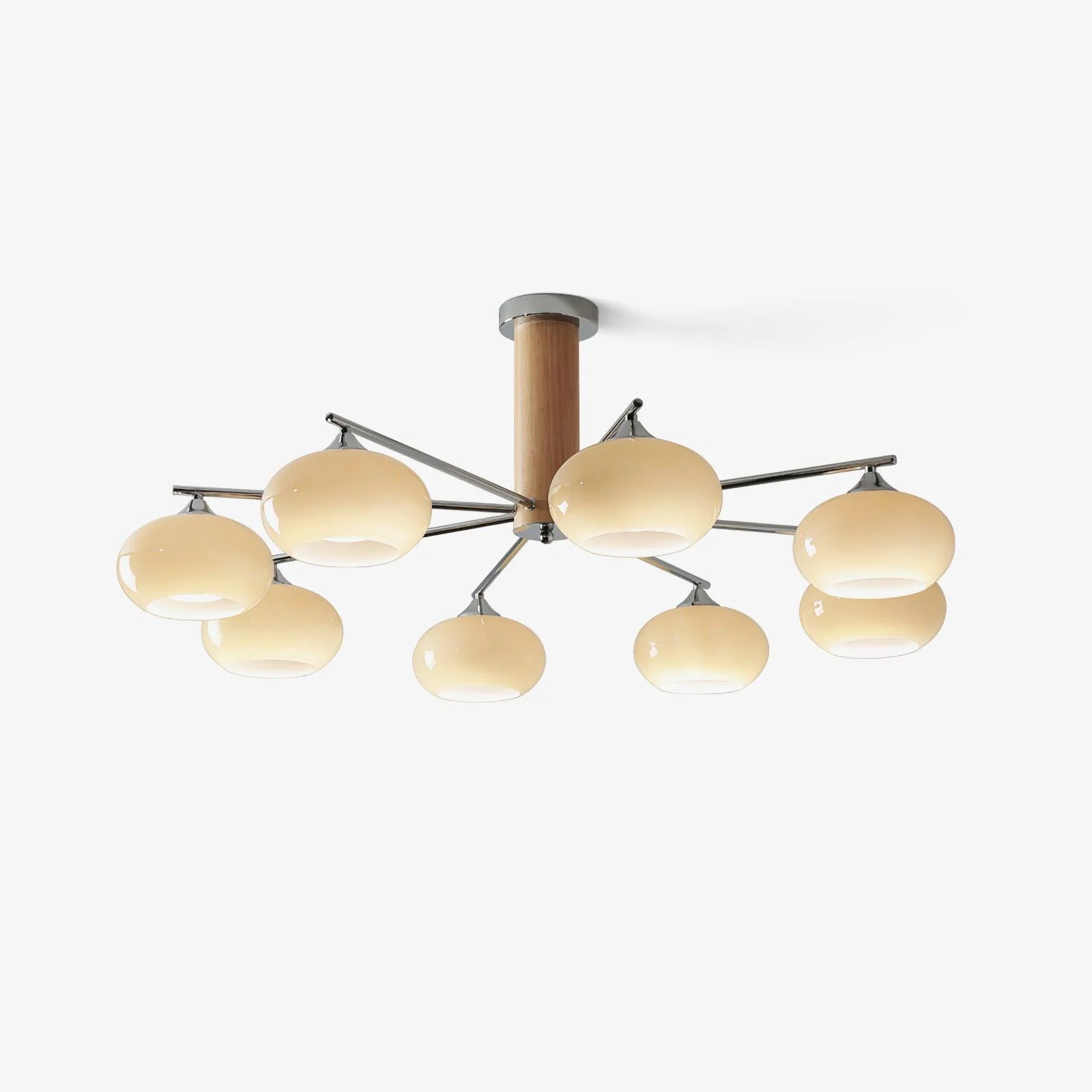 Lustra Chandelier Persimmon Glass Mid-Century 8-Light - Image 8