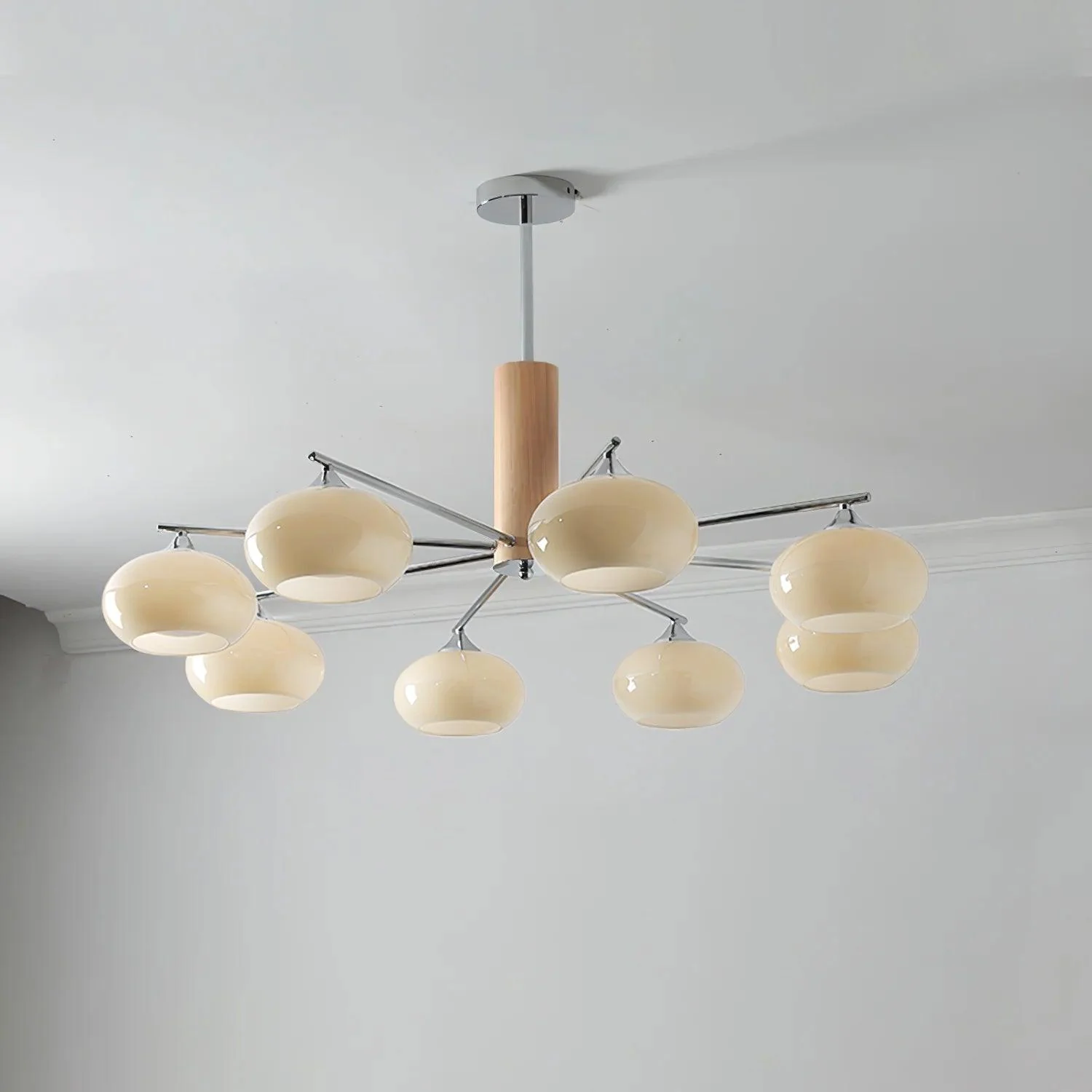 Lustra Chandelier Persimmon Glass Mid-Century 8-Light - Image 9