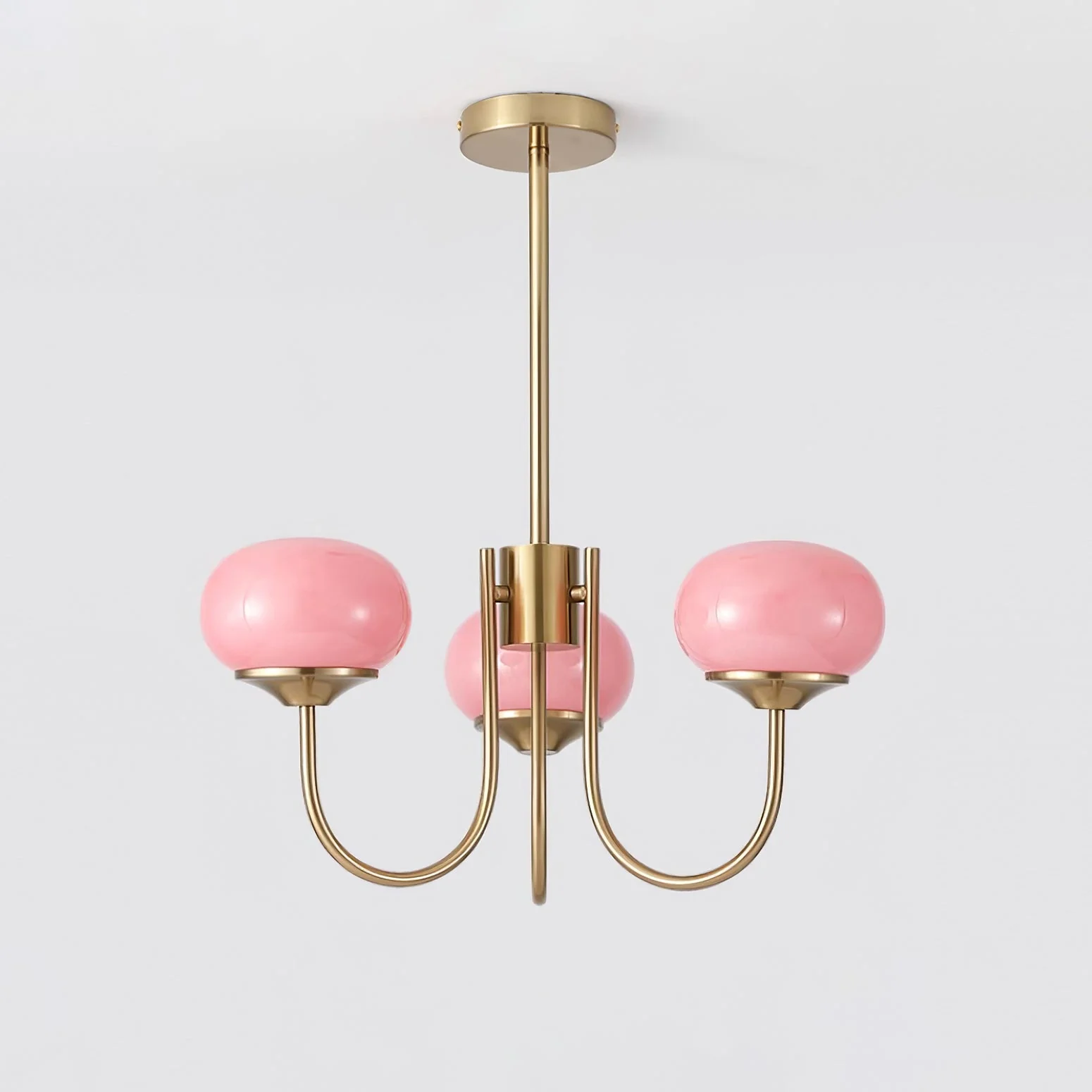 Lustra Chandelier Pink Glass Globe Gold - Image 16
