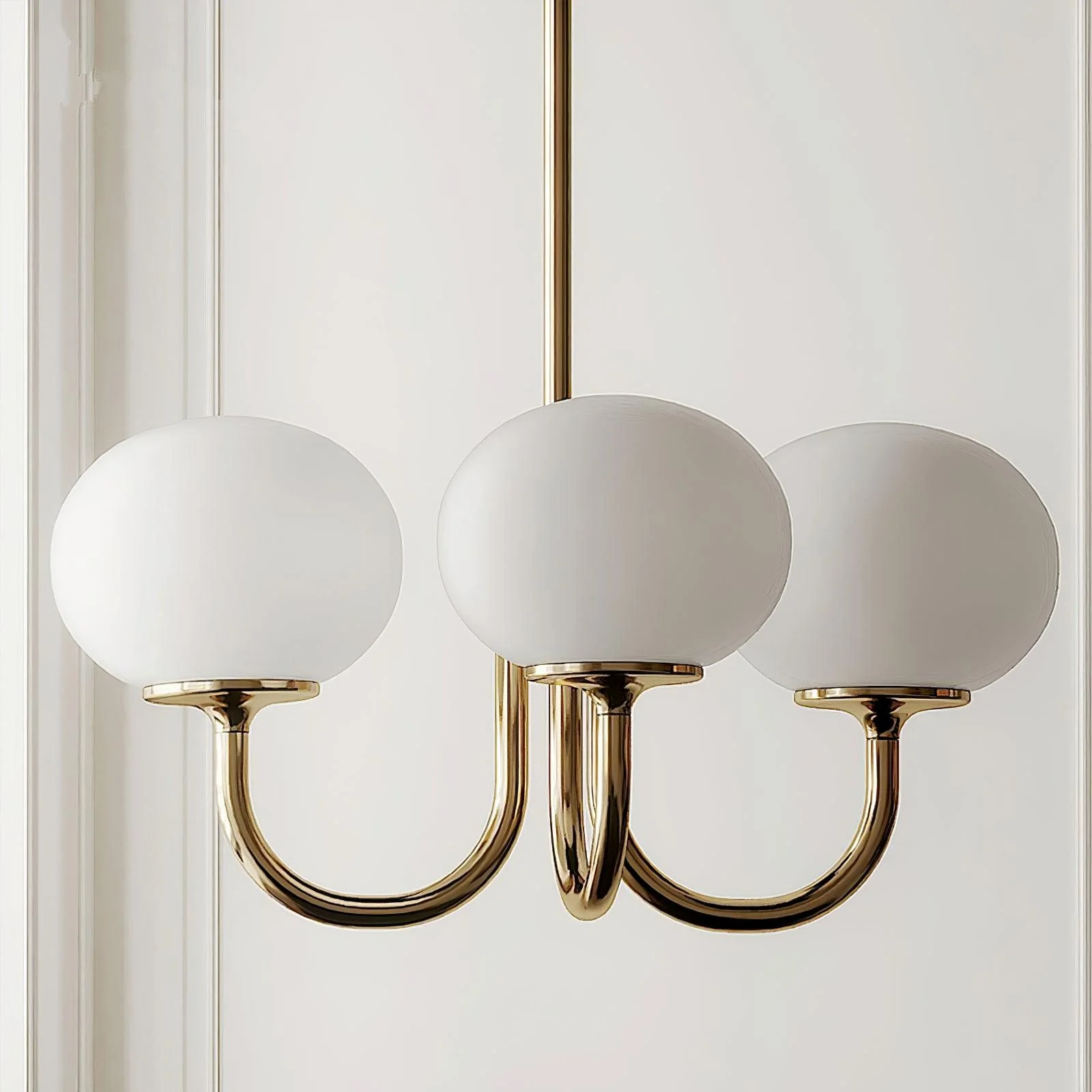 Lustra Chandelier Pink Glass Globe Gold - Image 18