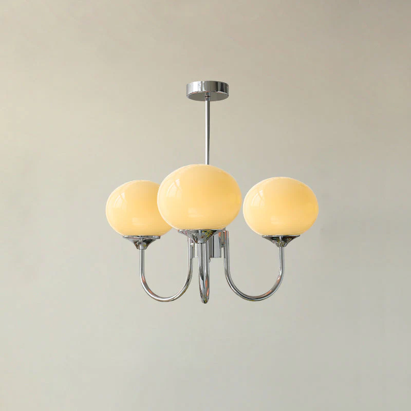 Lustra Chandelier Pink Glass Globe Gold - Image 3