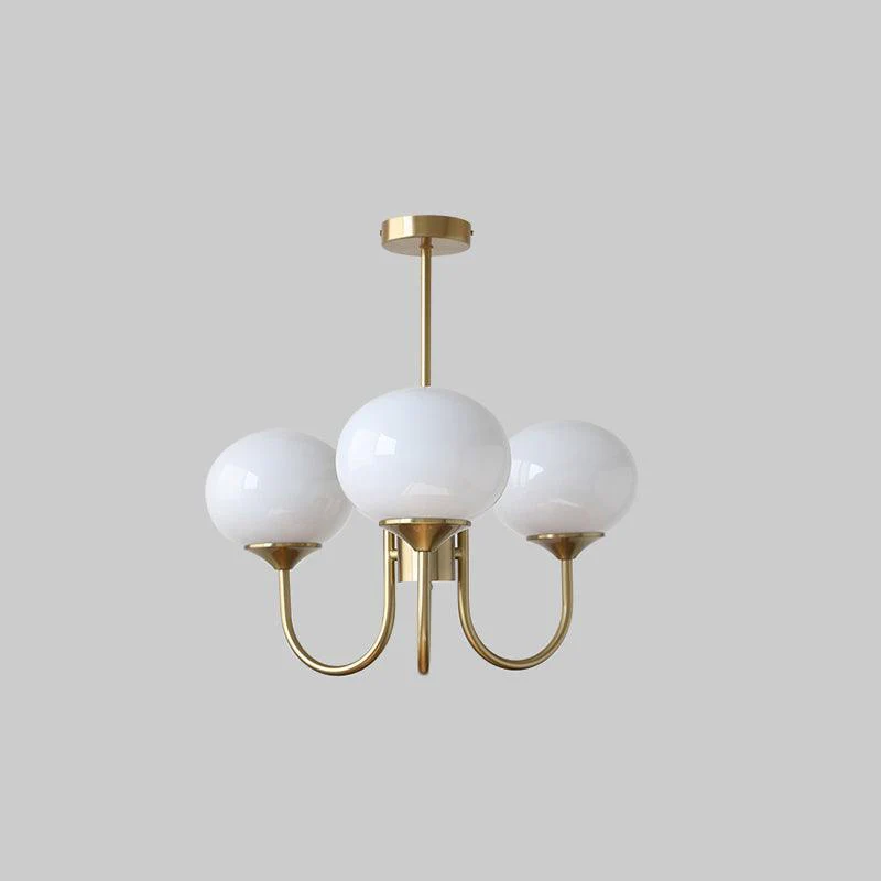 Lustra Chandelier Pink Glass Globe Gold - Image 37