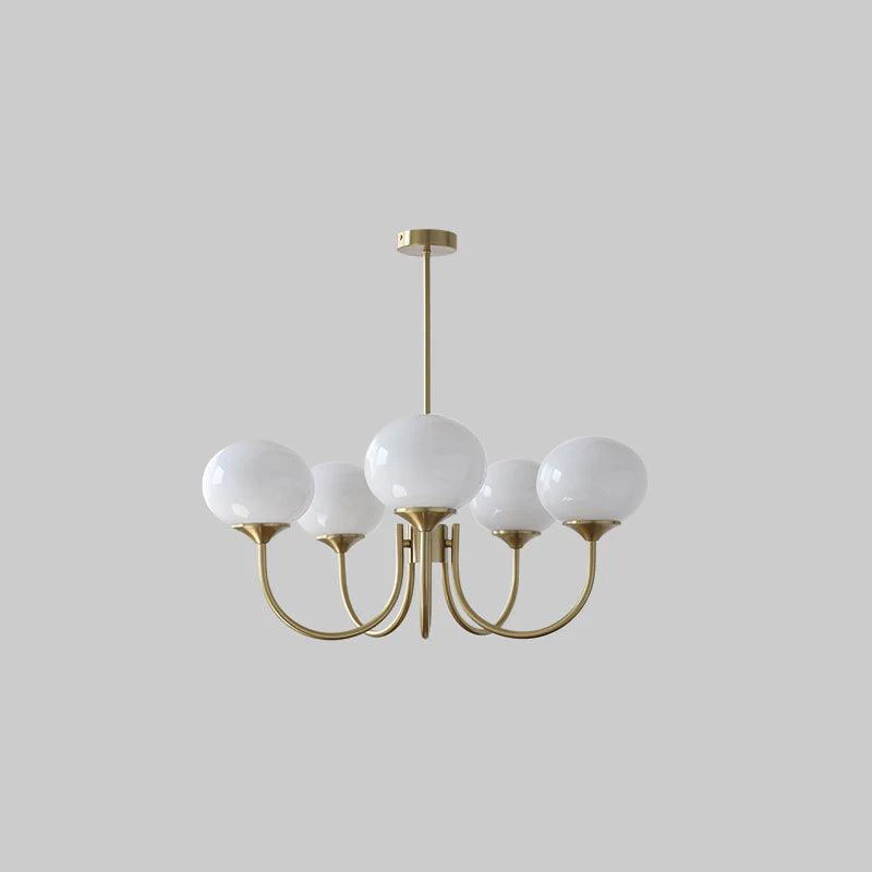 Lustra Chandelier Pink Glass Globe Gold - Image 41