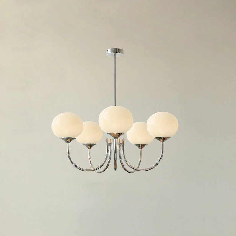 Lustra Chandelier Pink Glass Globe Gold - Image 46