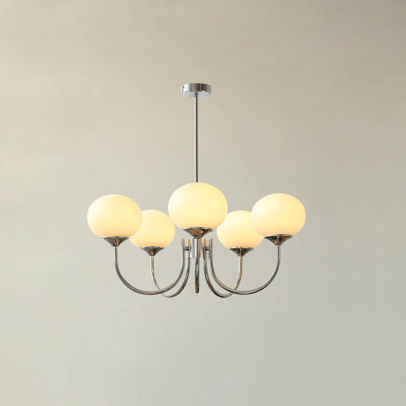 Lustra Chandelier Pink Glass Globe Gold - Image 49
