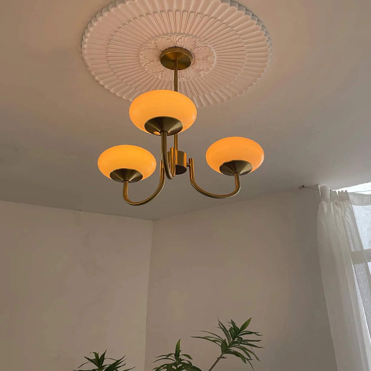 Lustra Chandelier Pink Glass Globe Gold - Image 64