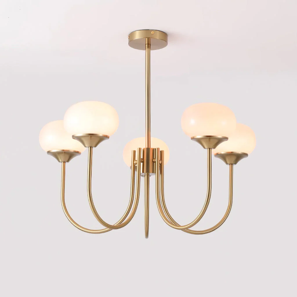 Lustra Chandelier Pink Glass Globe Gold - Image 71