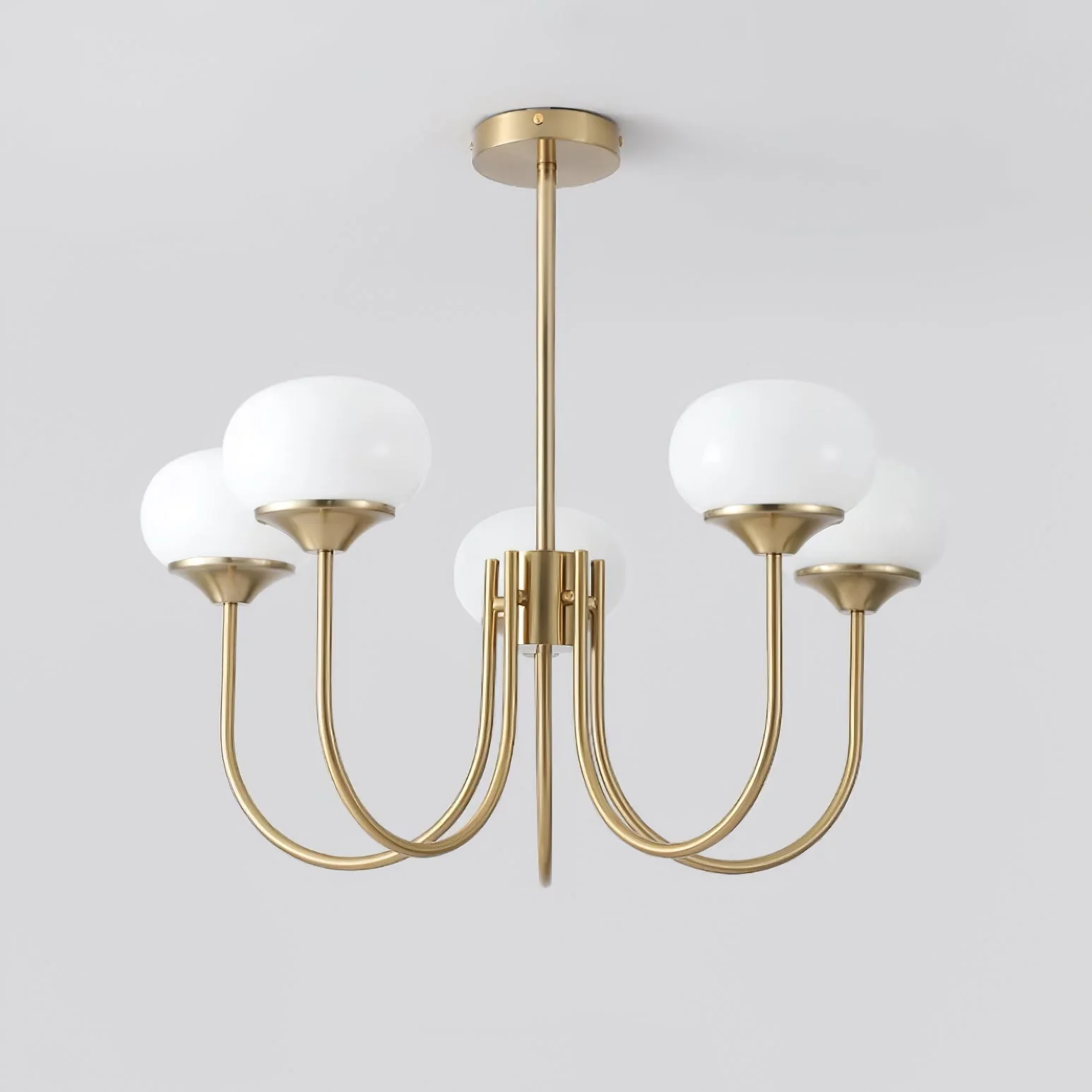 Lustra Chandelier Pink Glass Globe Gold - Image 79