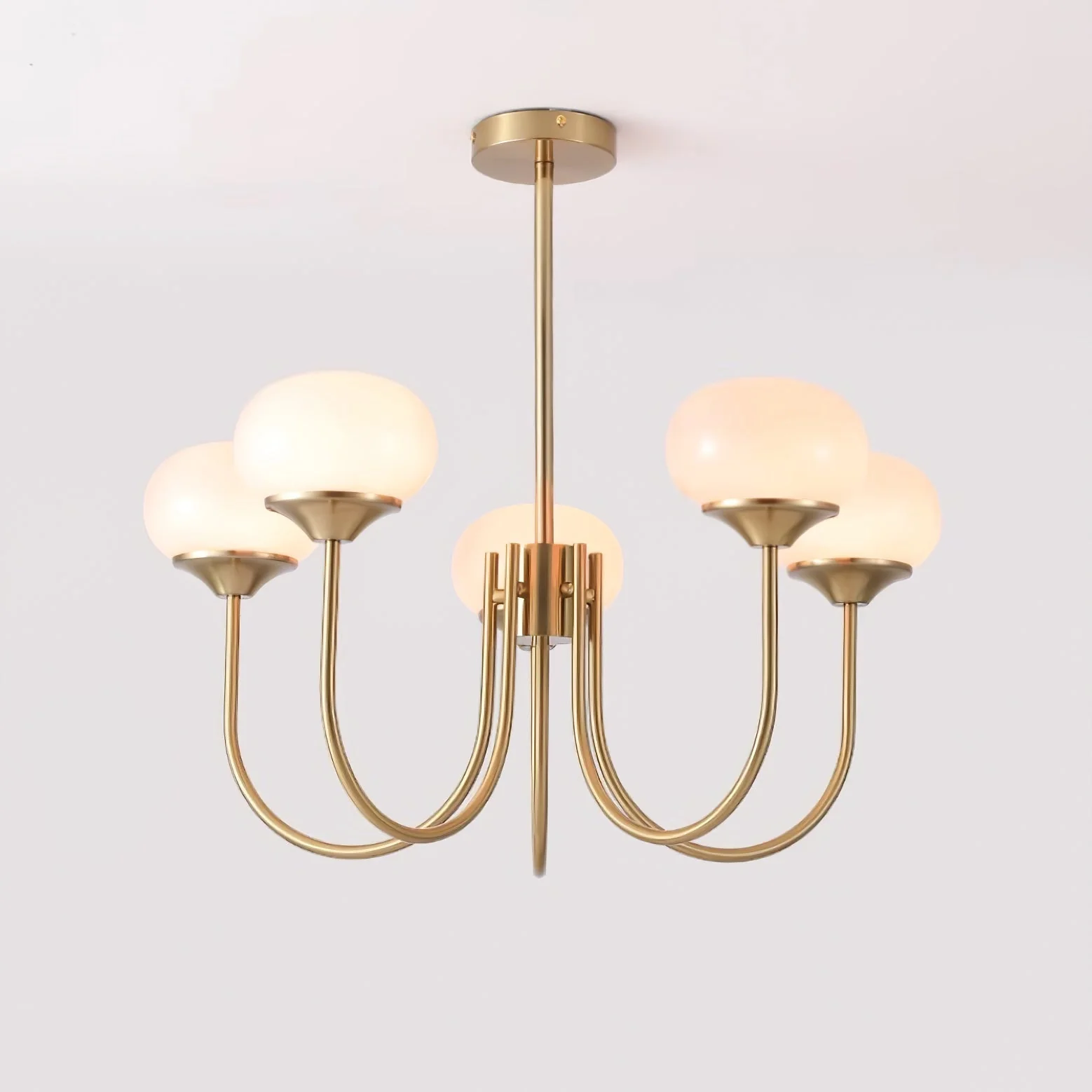 Lustra Chandelier Pink Glass Globe Gold - Image 82