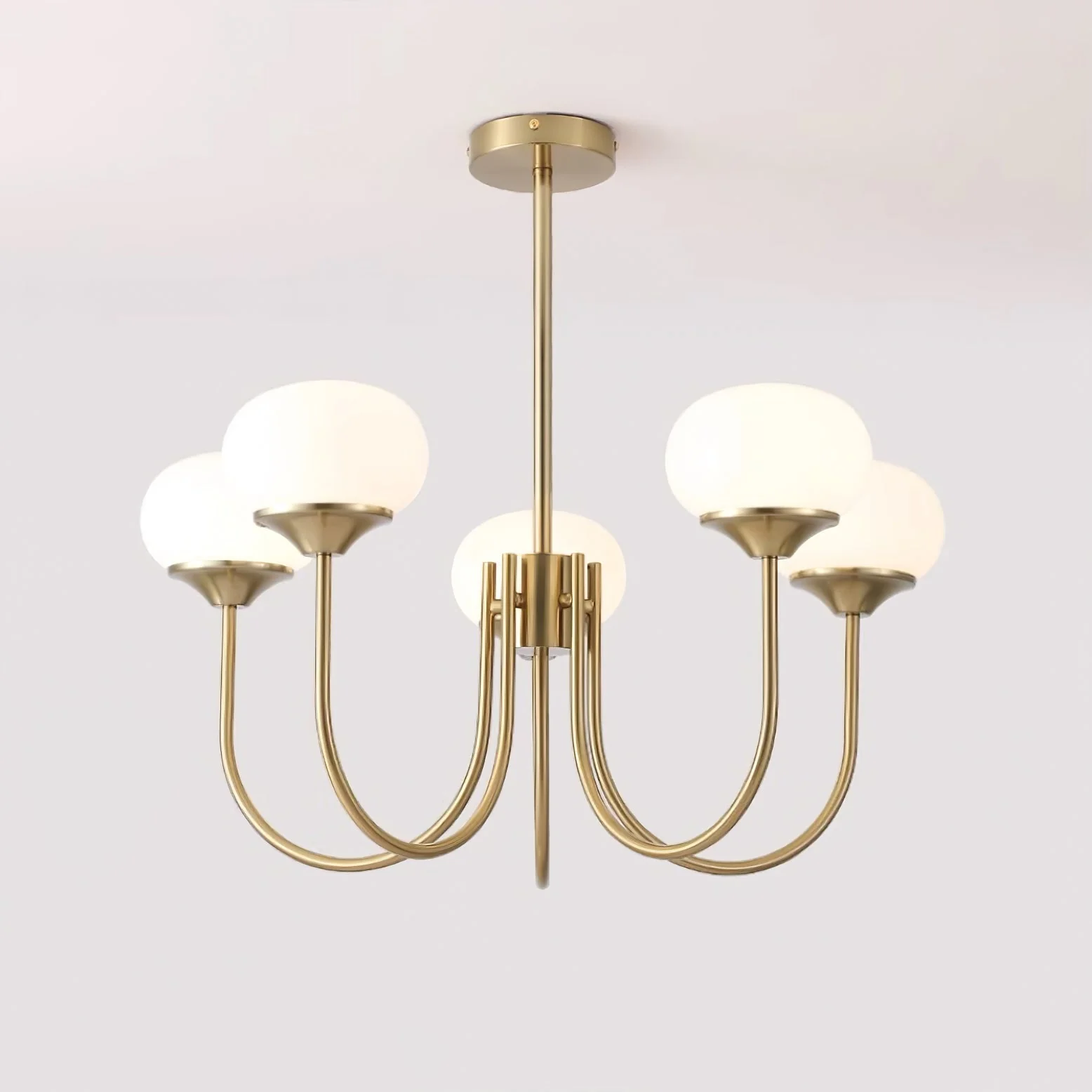 Lustra Chandelier Pink Glass Globe Gold - Image 85
