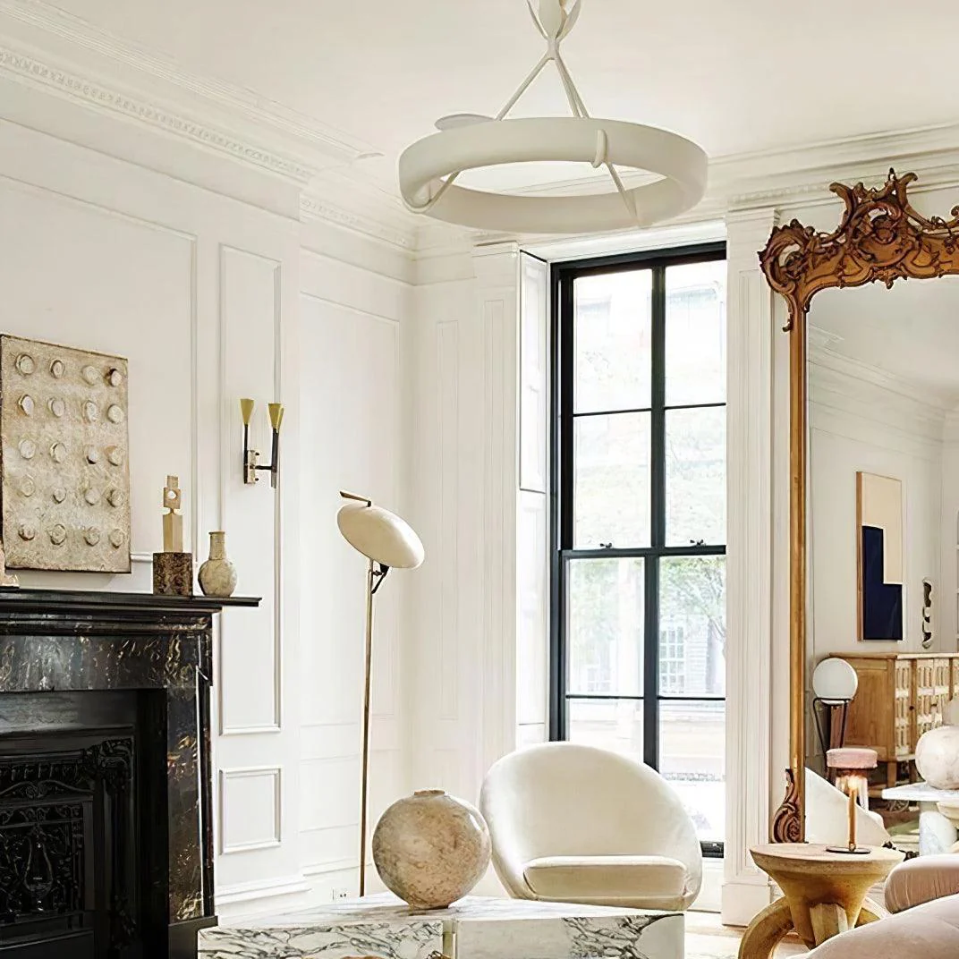 Lustra Chandelier Plaster White Floral Shape Minimalist - Image 20