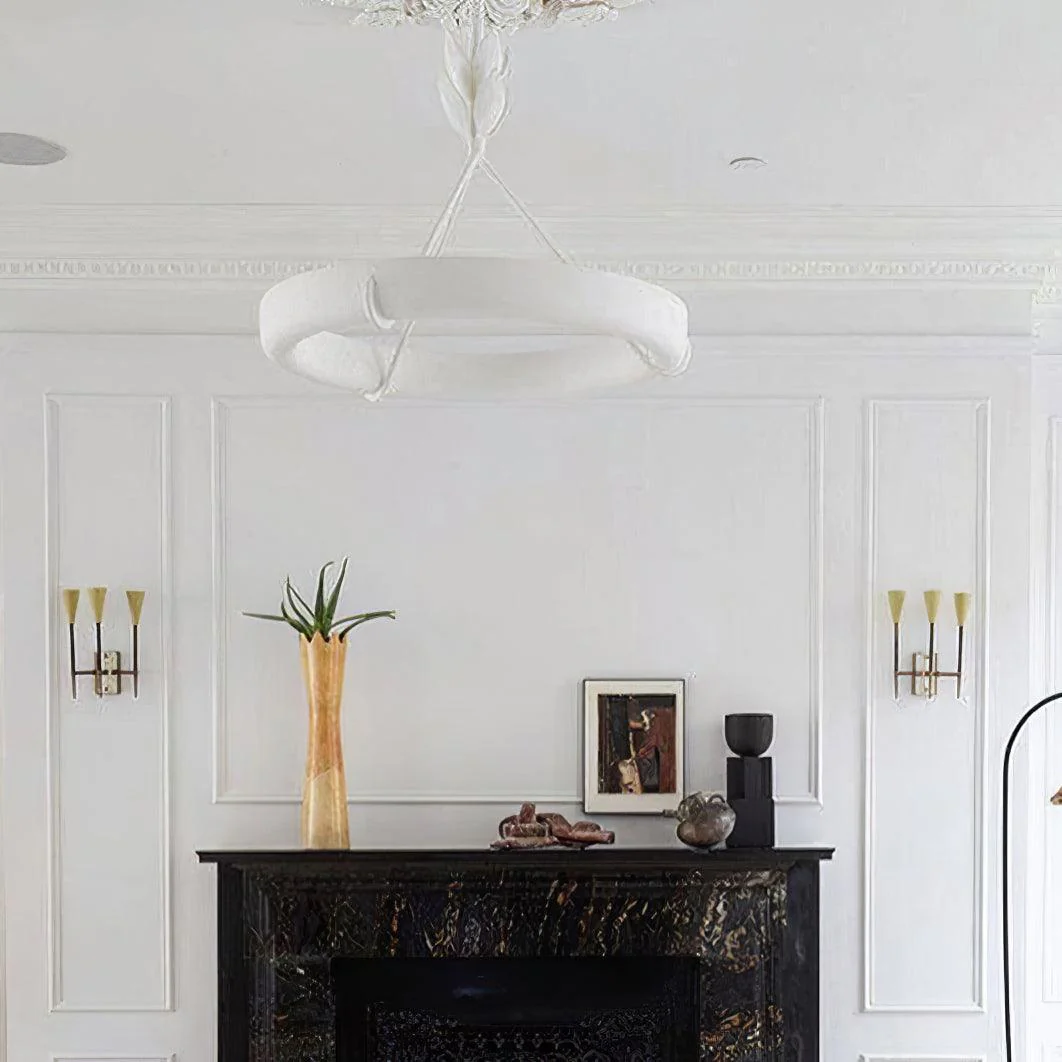 Lustra Chandelier Plaster White Floral Shape Minimalist - Image 21