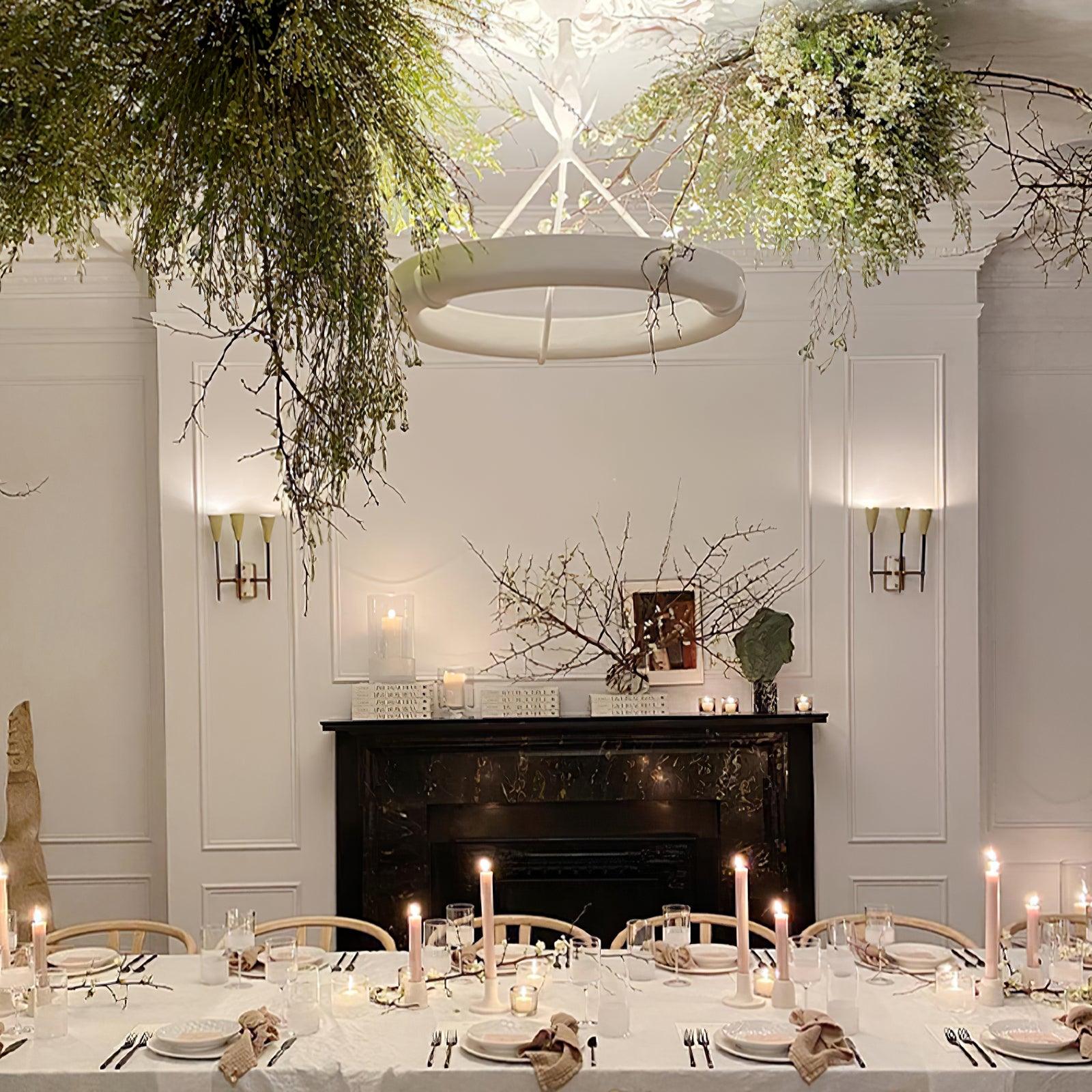 Lustra Chandelier Plaster White Floral Shape Minimalist - Image 32