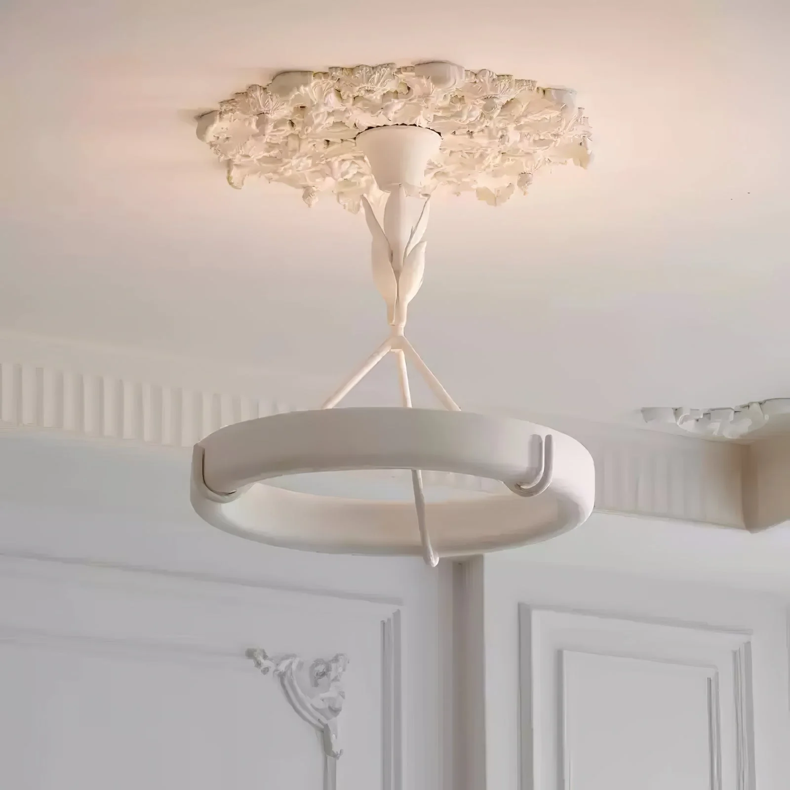 Lustra Chandelier Plaster White Floral Shape Minimalist - Image 44