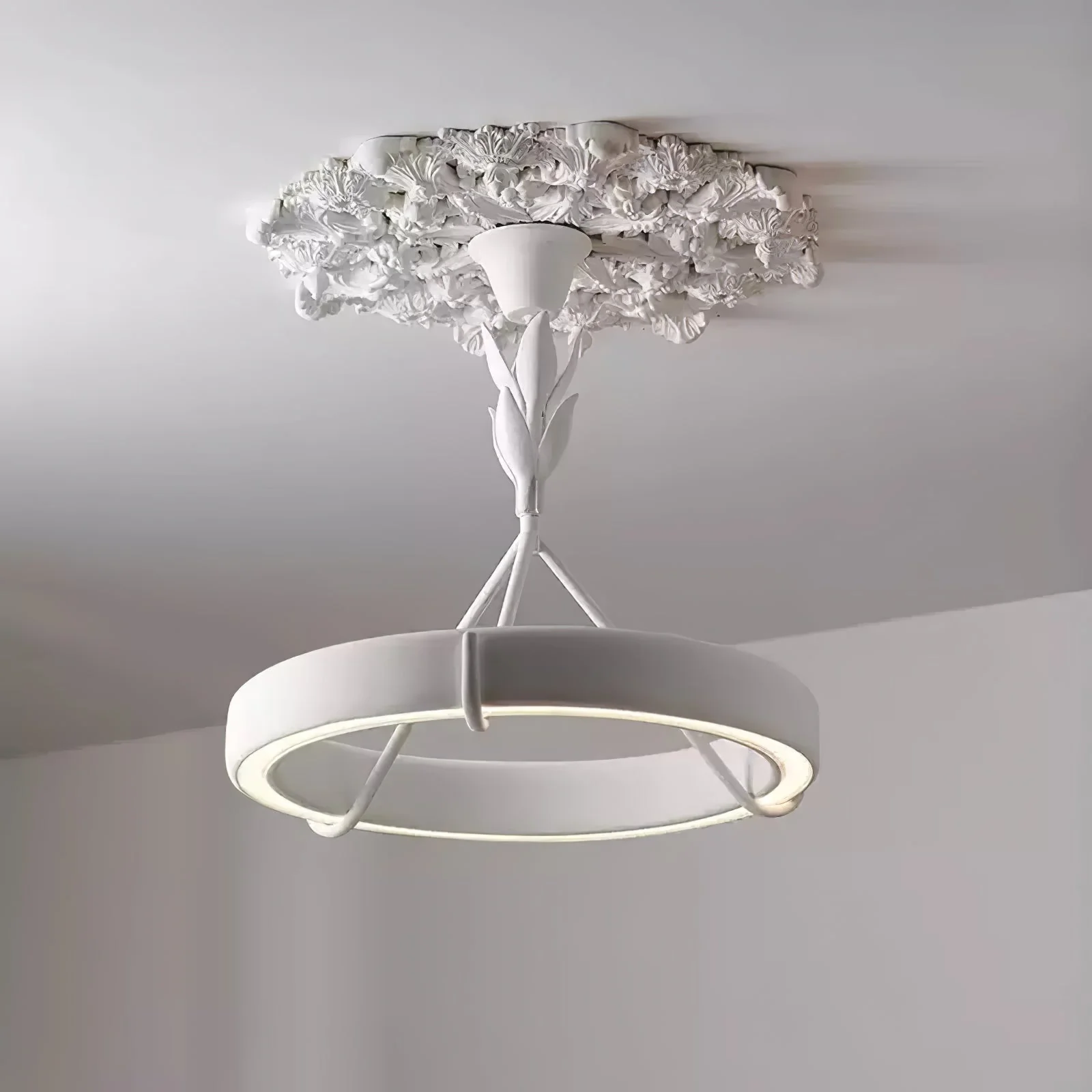Lustra Chandelier Plaster White Floral Shape Minimalist - Image 45