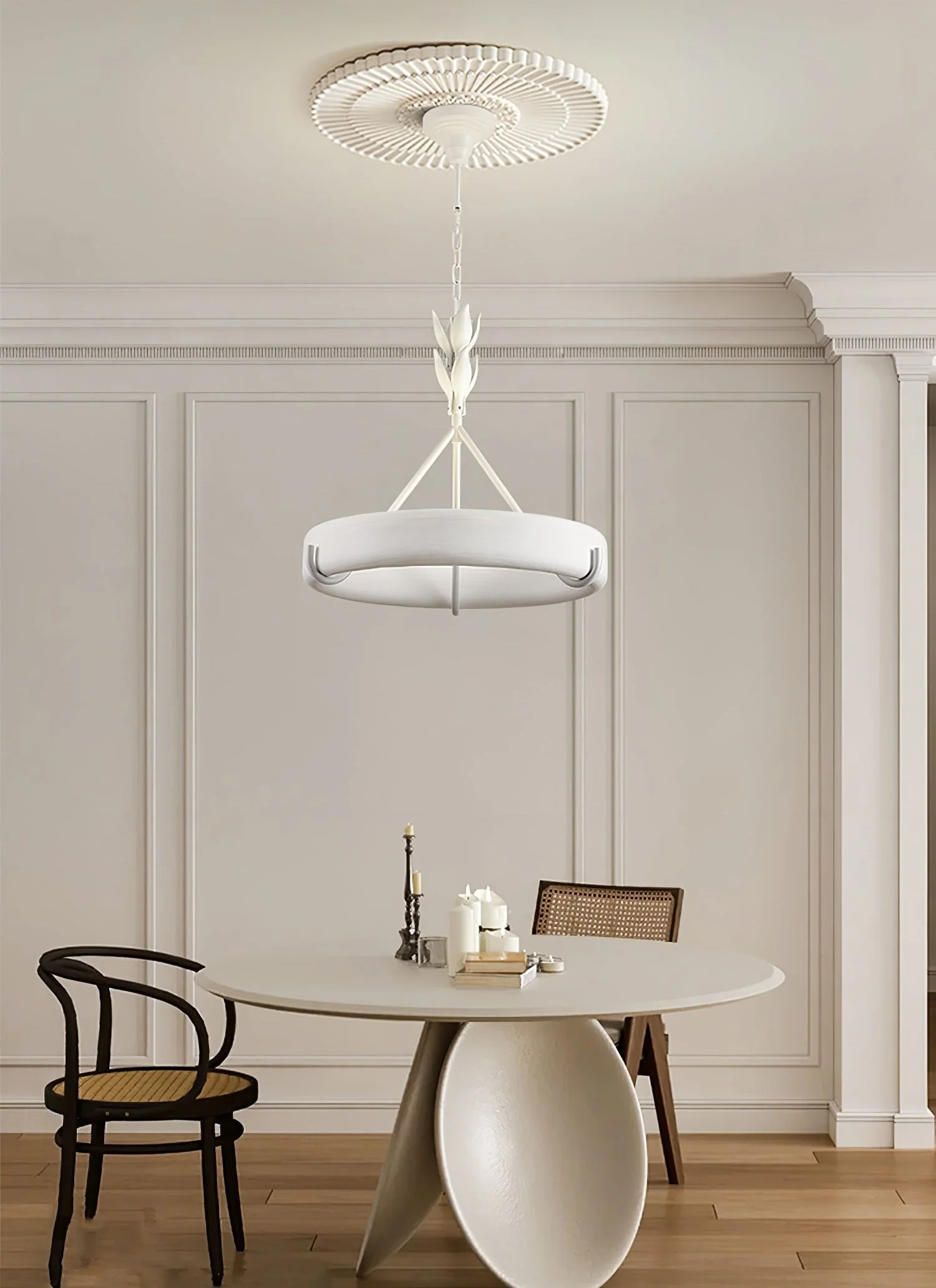 Lustra Chandelier Plaster White Floral Shape Minimalist - Image 53