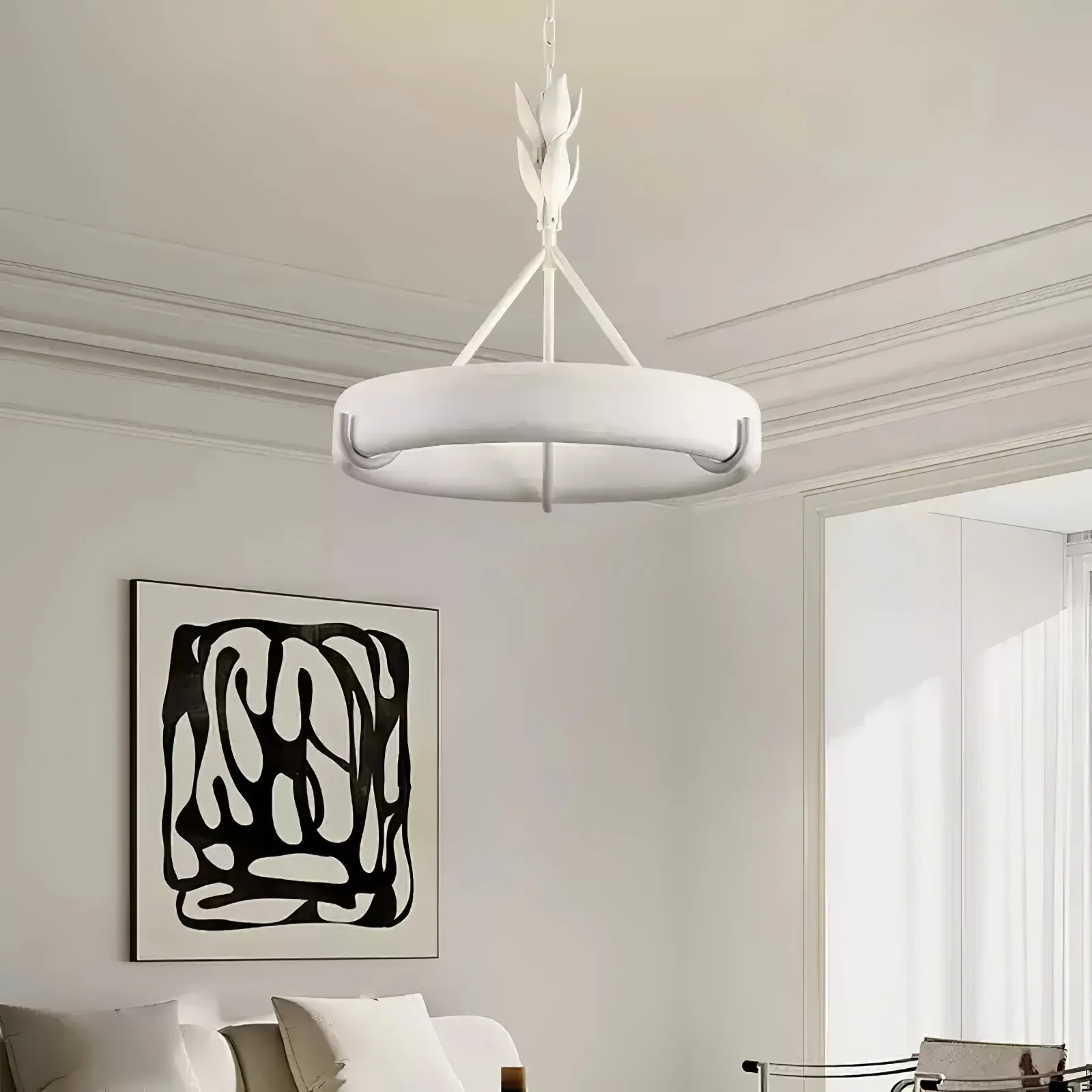Lustra Chandelier Plaster White Floral Shape Minimalist - Image 64