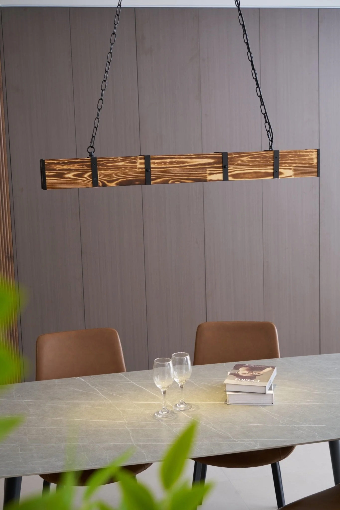 Lustra Chandelier Pleva Linear Natural Wood - Image 2