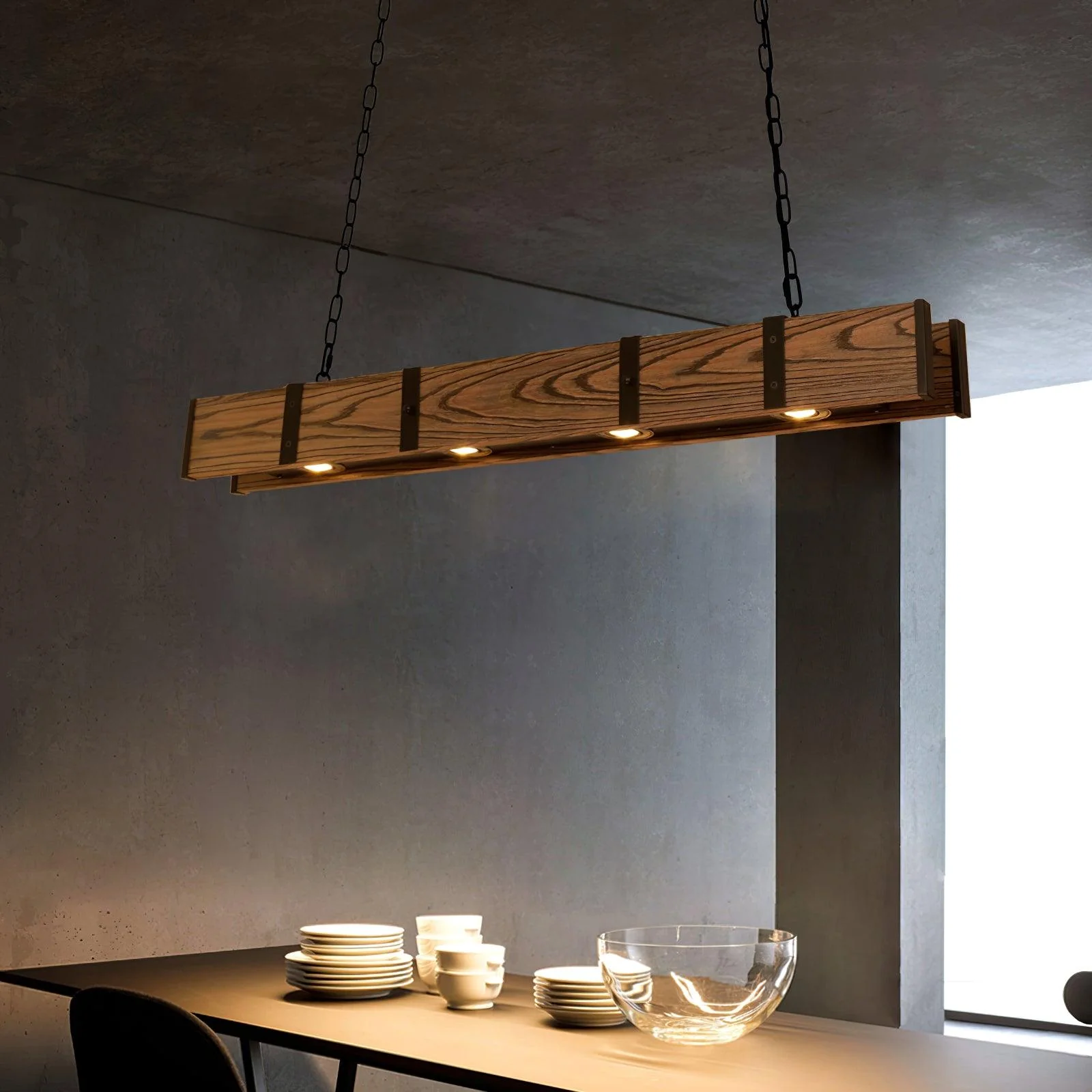 Lustra Chandelier Pleva Linear Natural Wood - Image 21