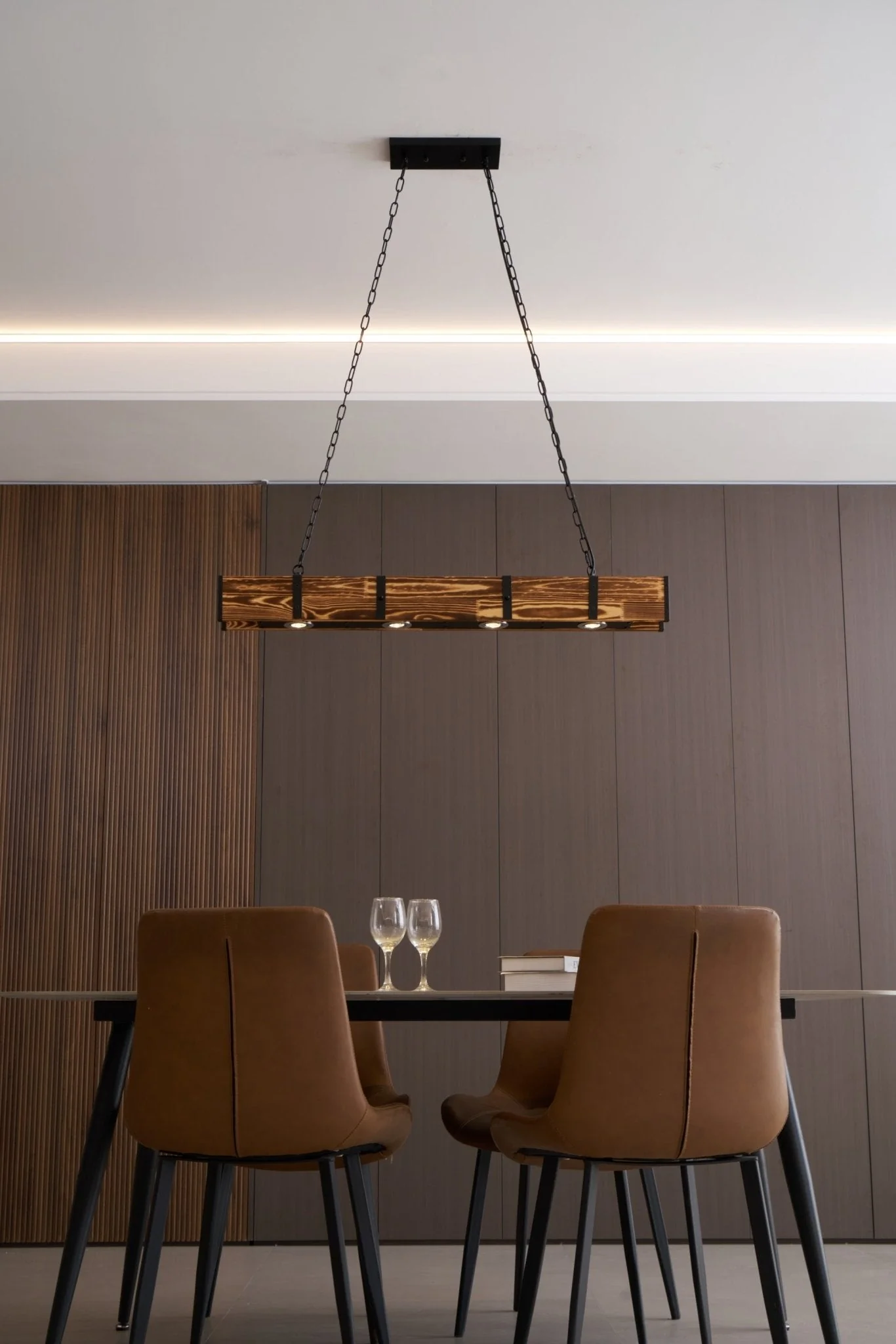 Lustra Chandelier Pleva Linear Natural Wood - Image 5