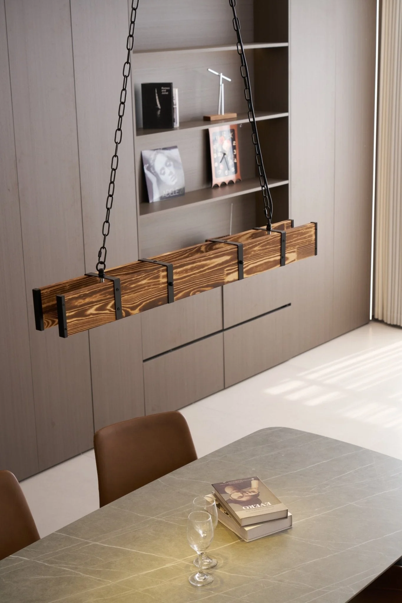 Lustra Chandelier Pleva Linear Natural Wood - Image 6