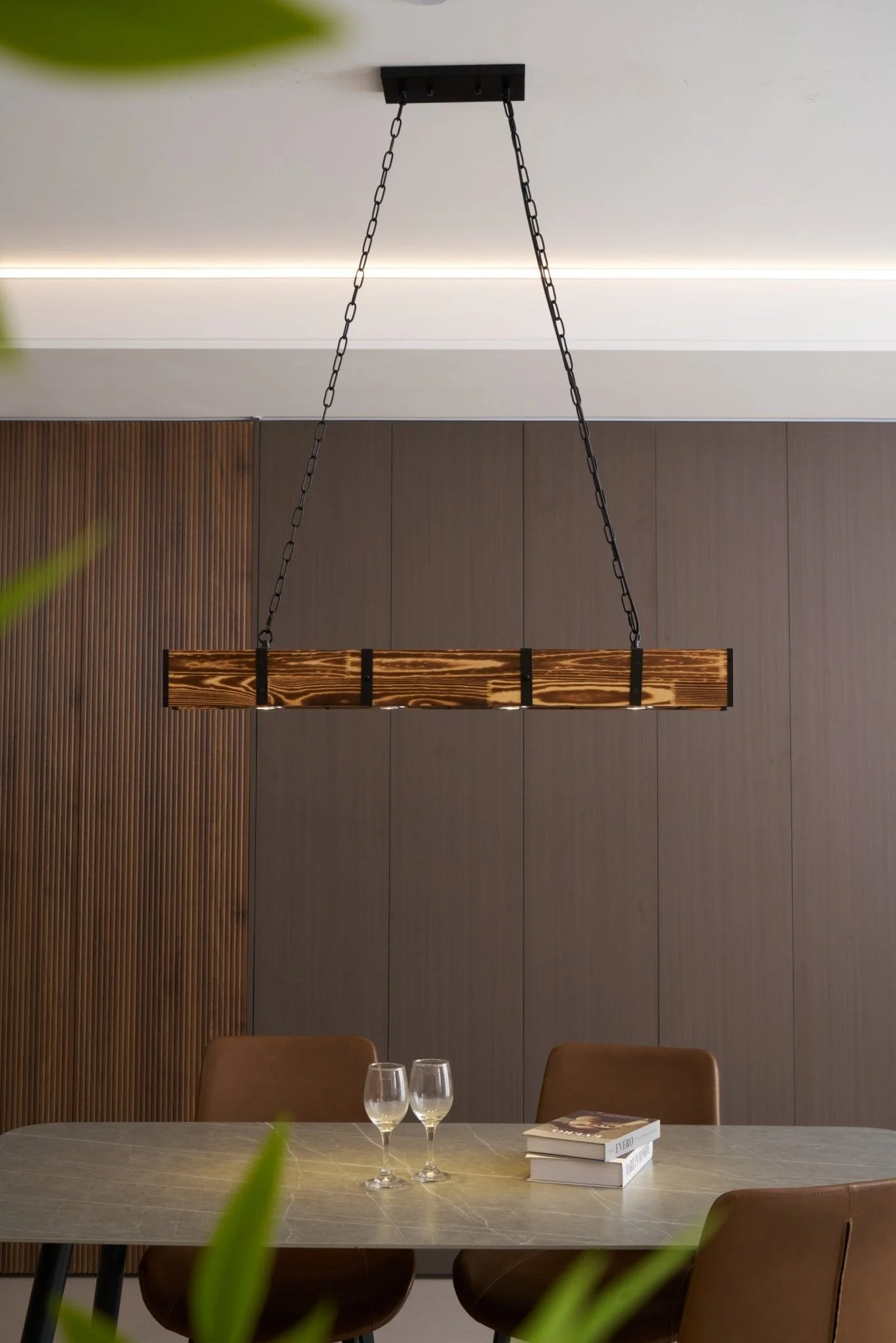 Lustra Chandelier Pleva Linear Natural Wood - Image 8