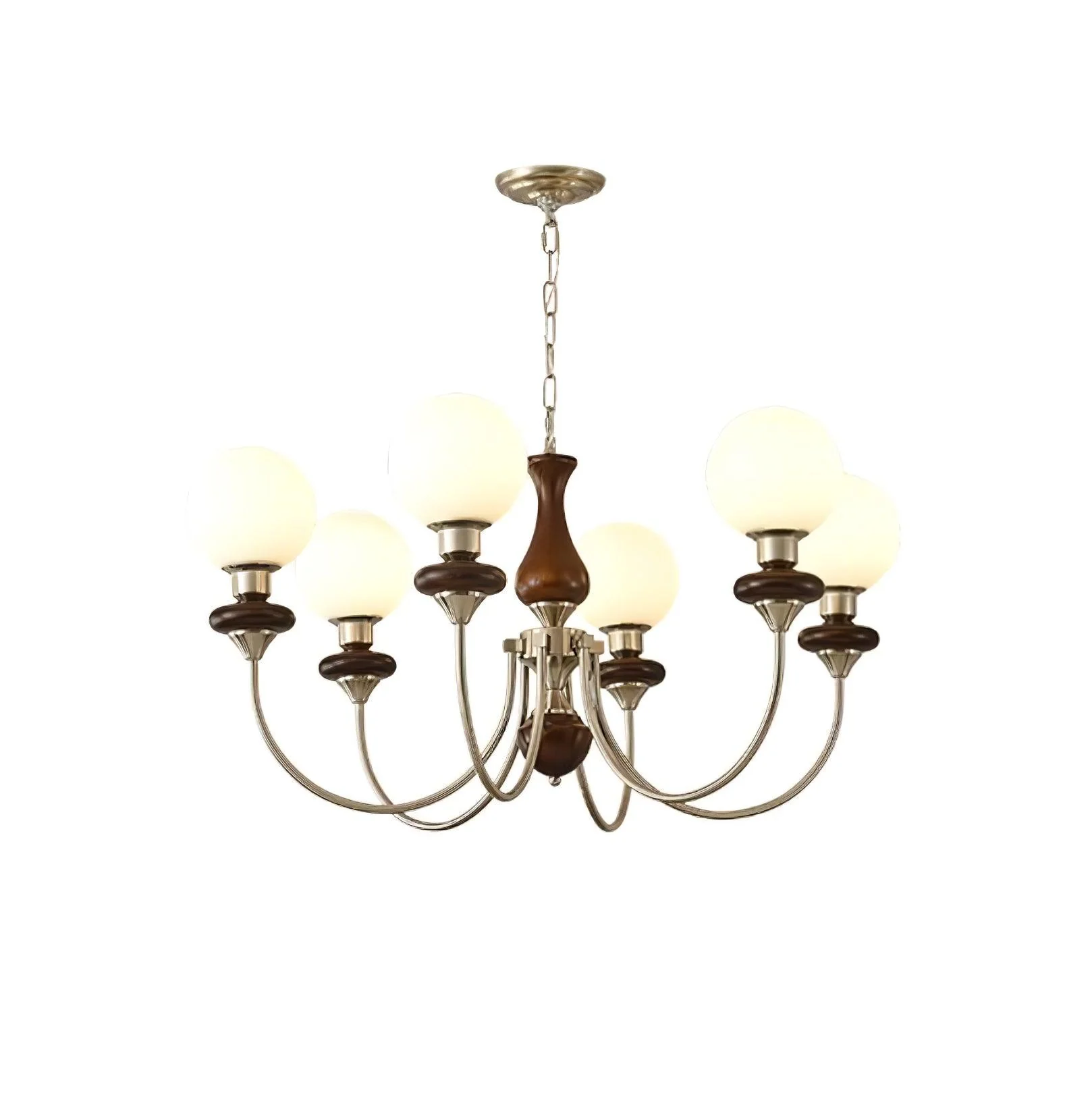 Lustra Chandelier Retro Brass Walnut Glass - Image 15