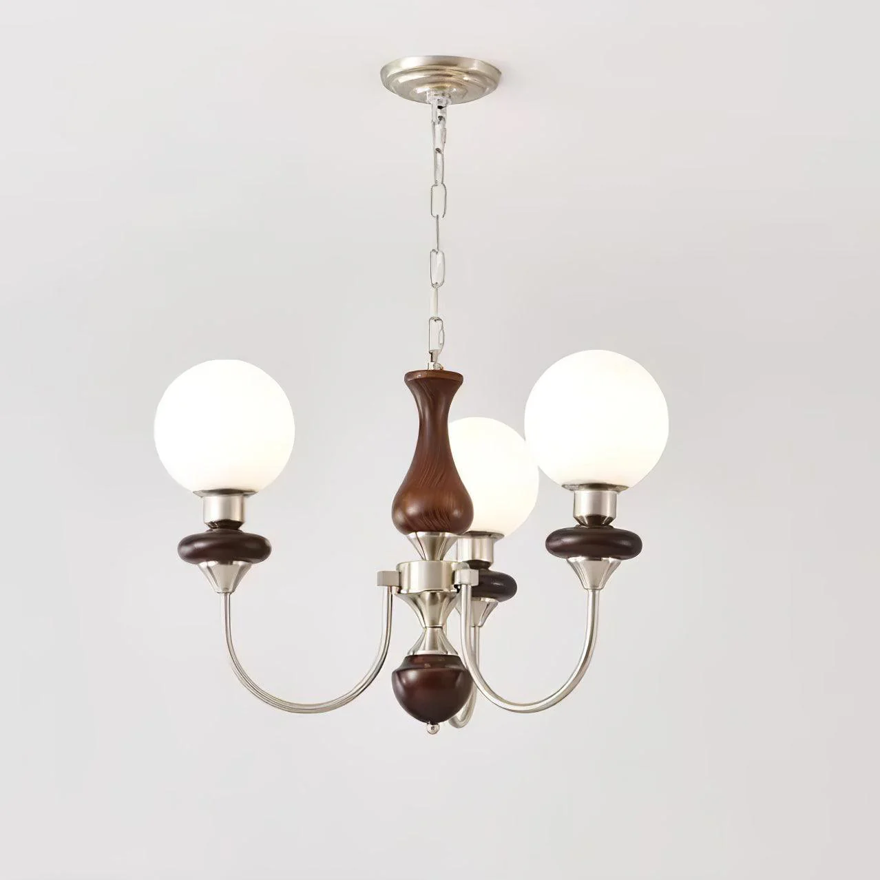 Lustra Chandelier Retro Brass Walnut Glass - Image 27
