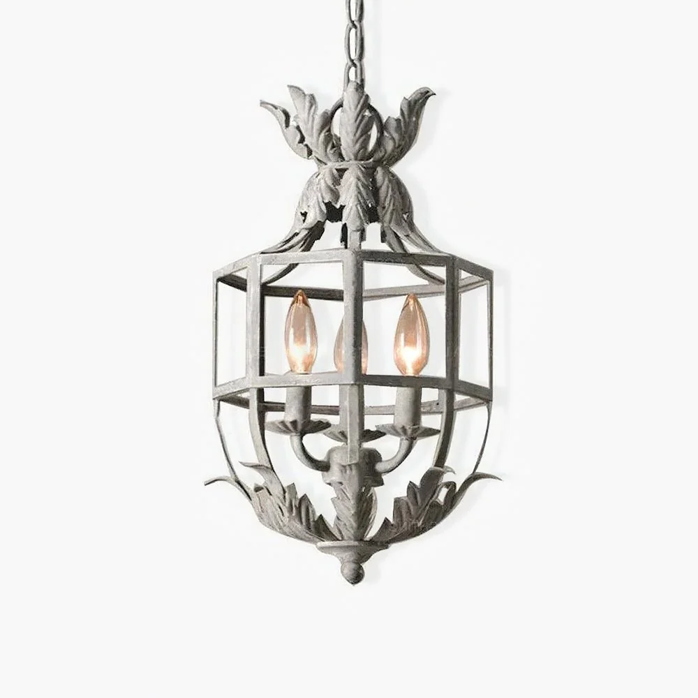 Lustra Chandelier Retro Cage Grey Candle