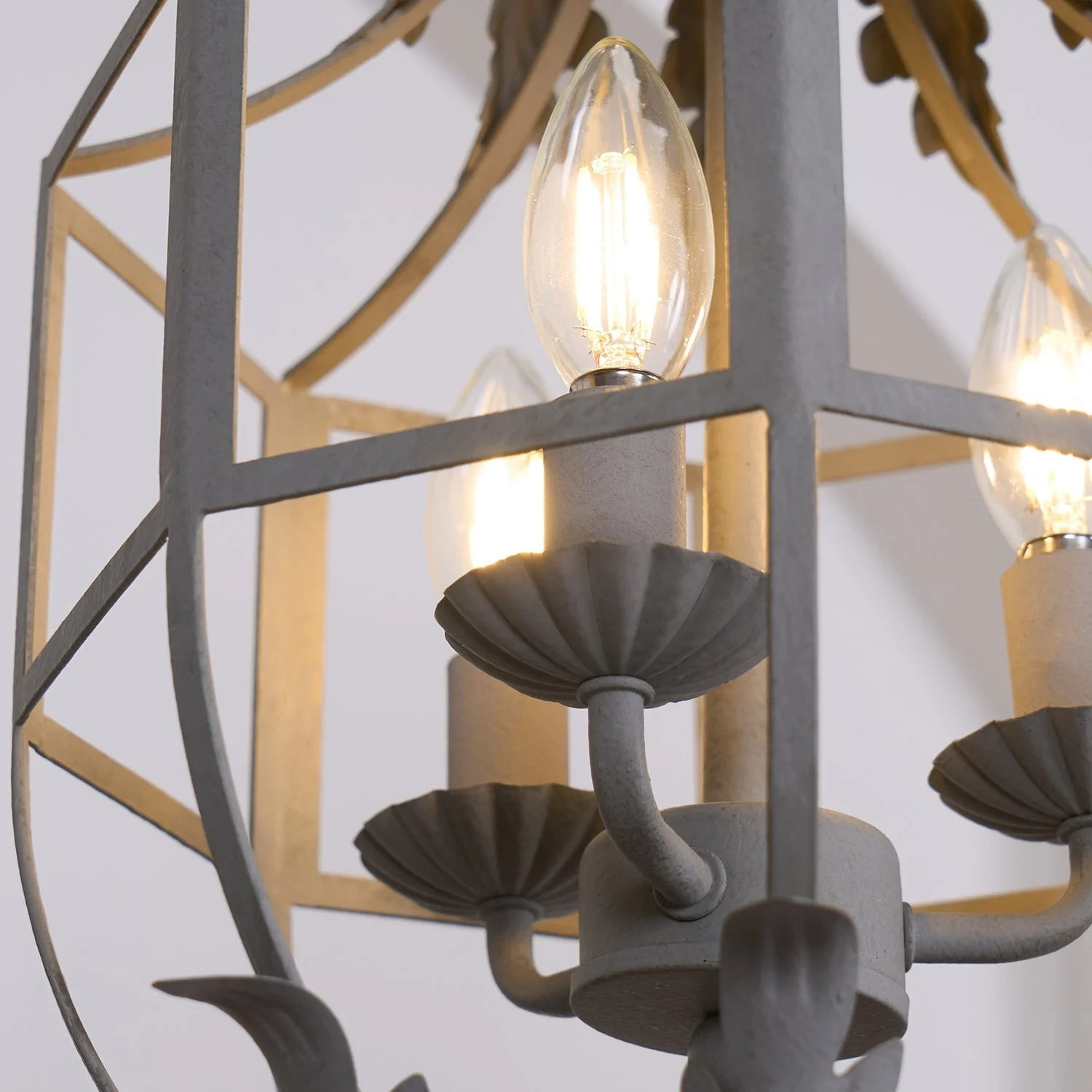Lustra Chandelier Retro Cage Grey Candle - Image 11