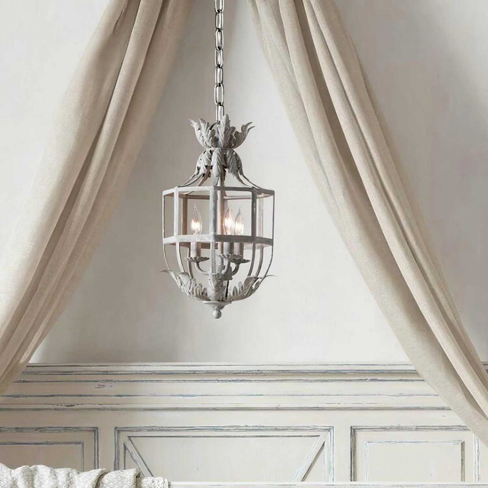 Lustra Chandelier Retro Cage Grey Candle - Image 16