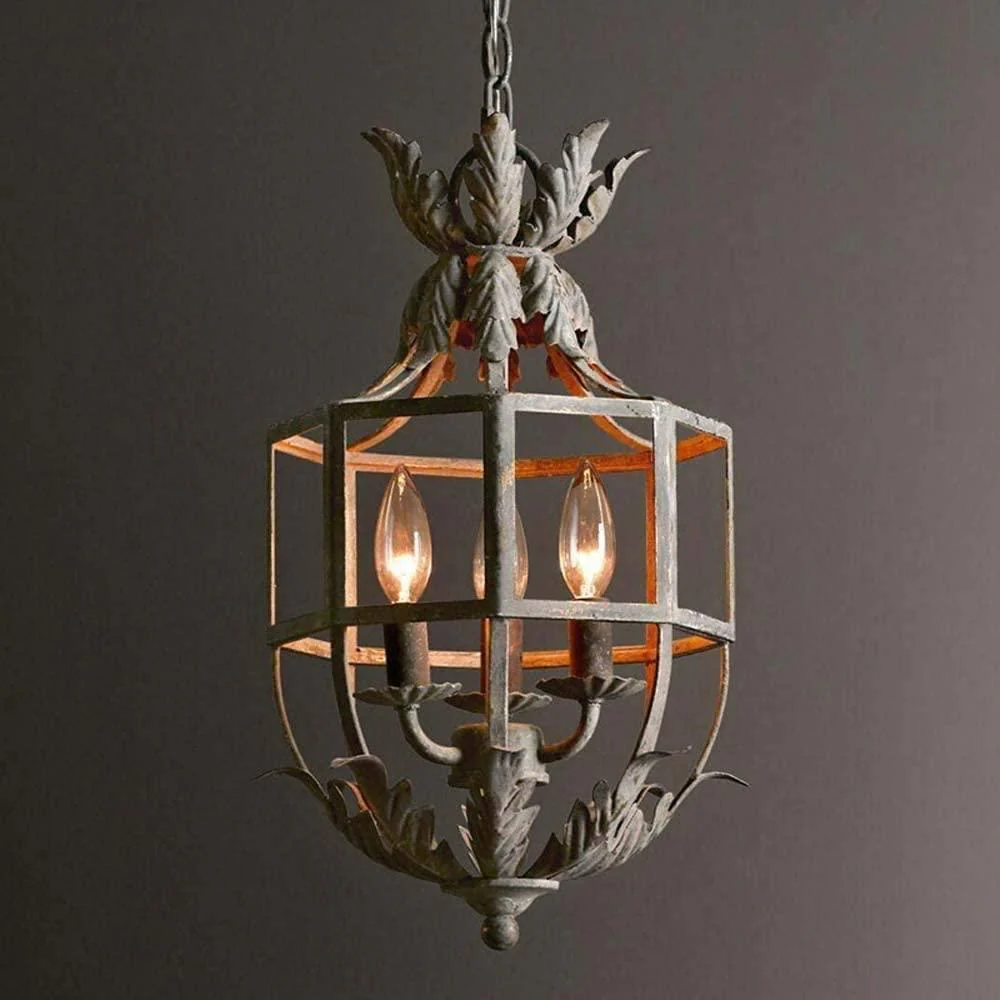 Lustra Chandelier Retro Cage Grey Candle - Image 18