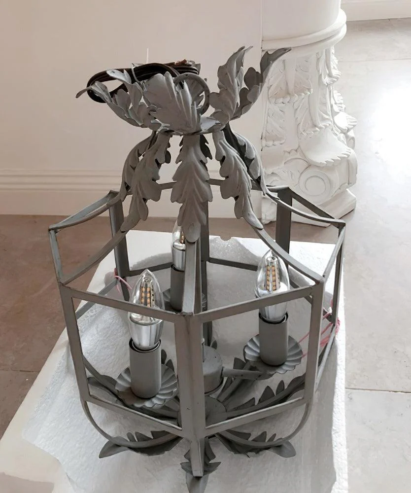 Lustra Chandelier Retro Cage Grey Candle - Image 25