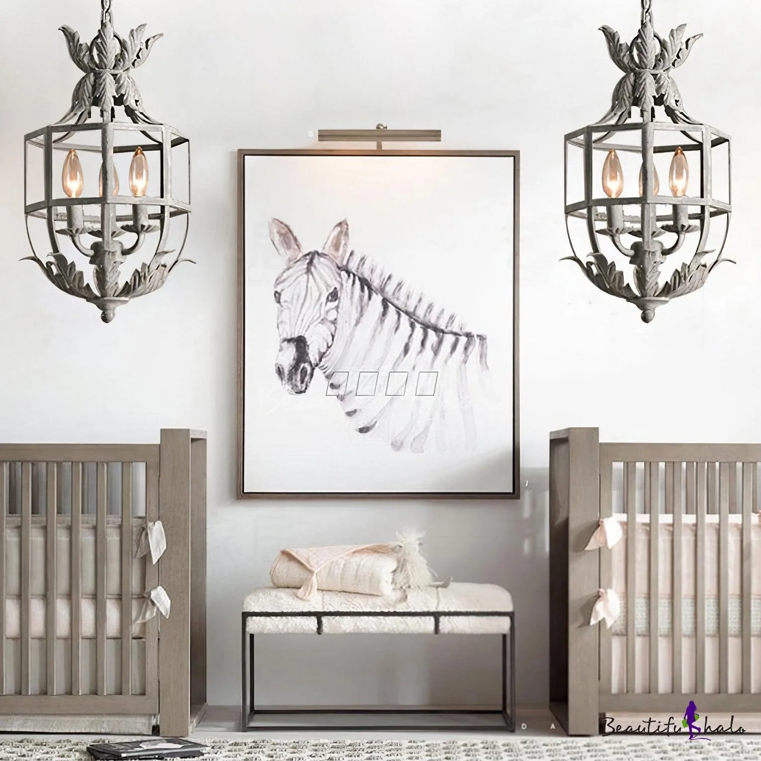 Lustra Chandelier Retro Cage Grey Candle - Image 4