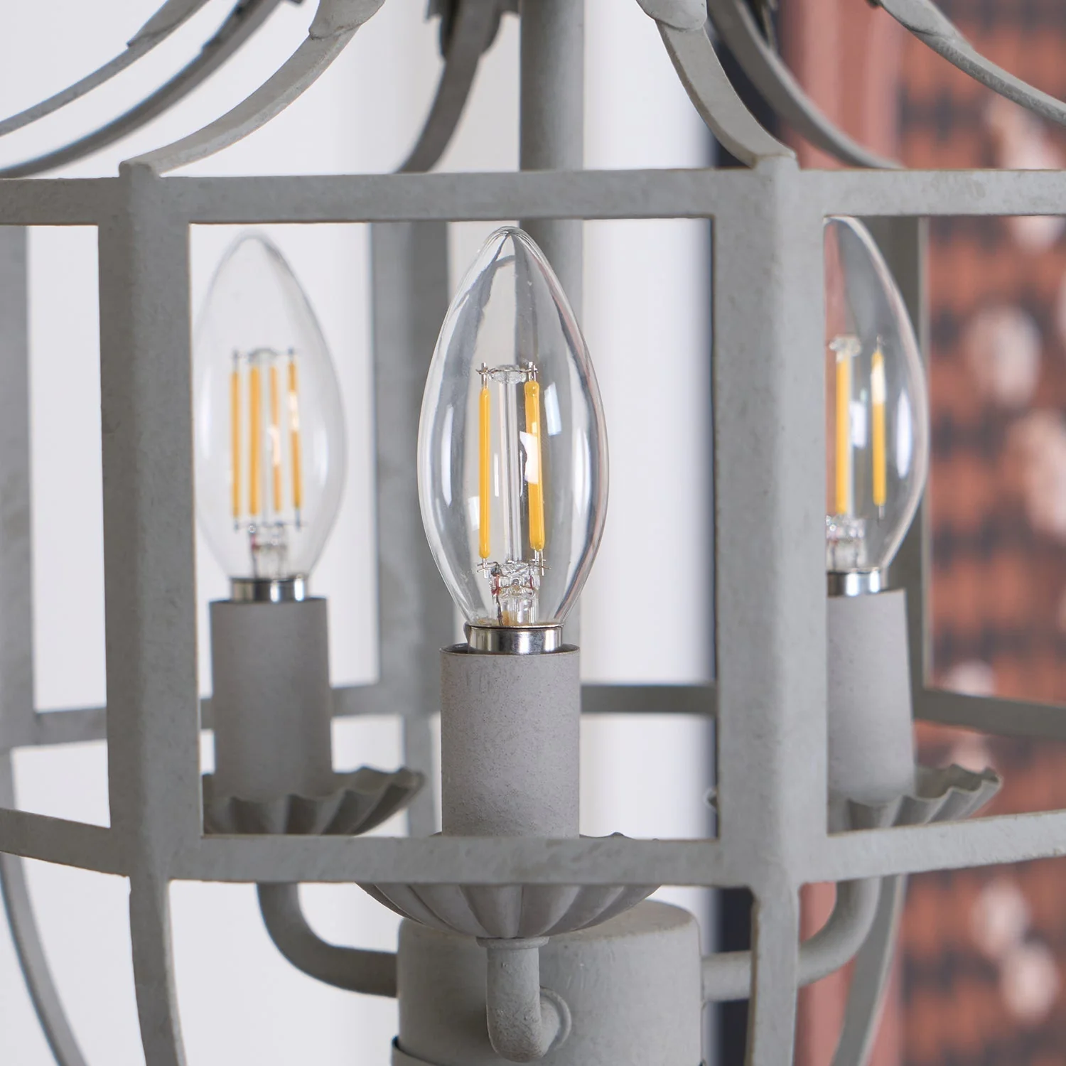 Lustra Chandelier Retro Cage Grey Candle - Image 7