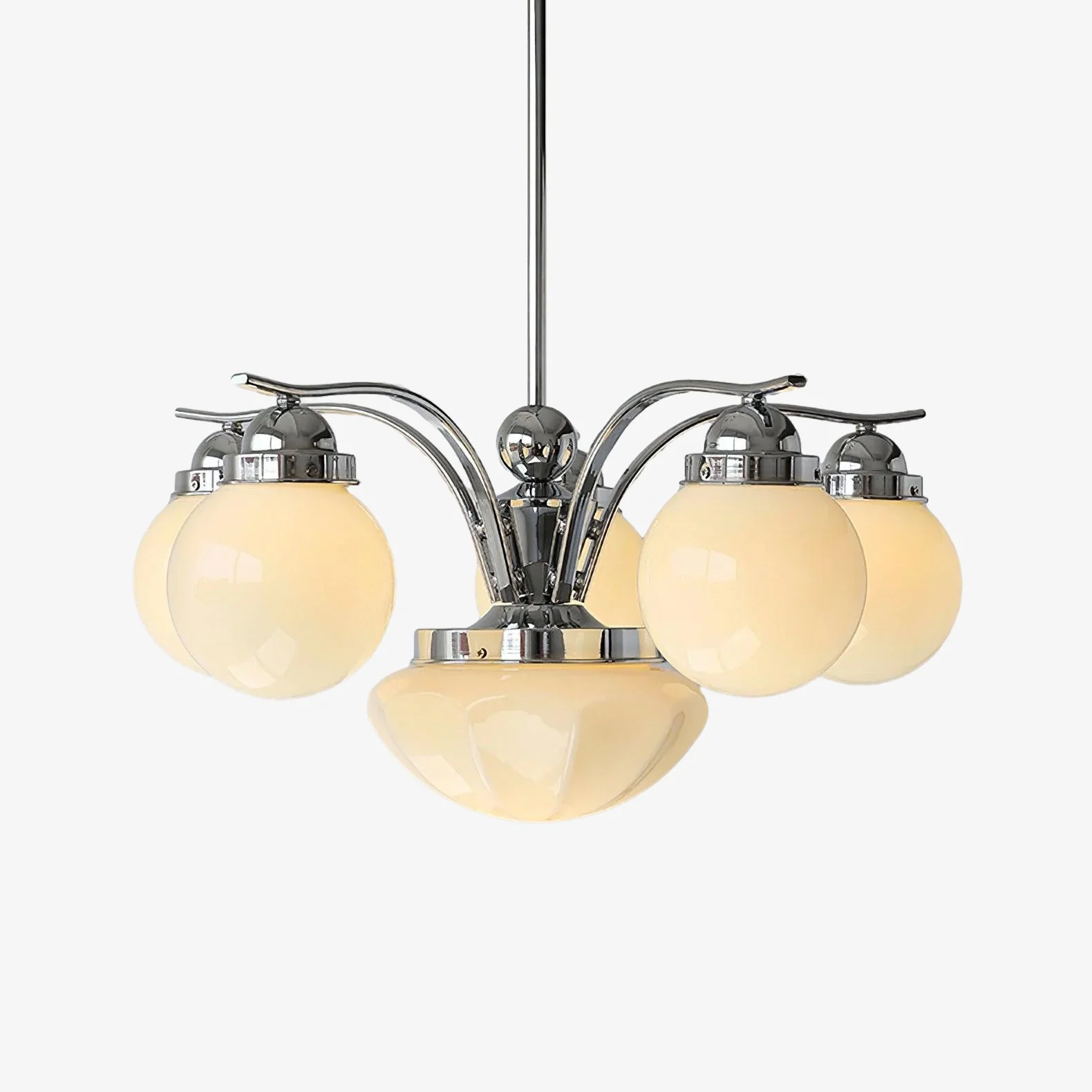 Lustra Chandelier Retro Chic Globe White Glass