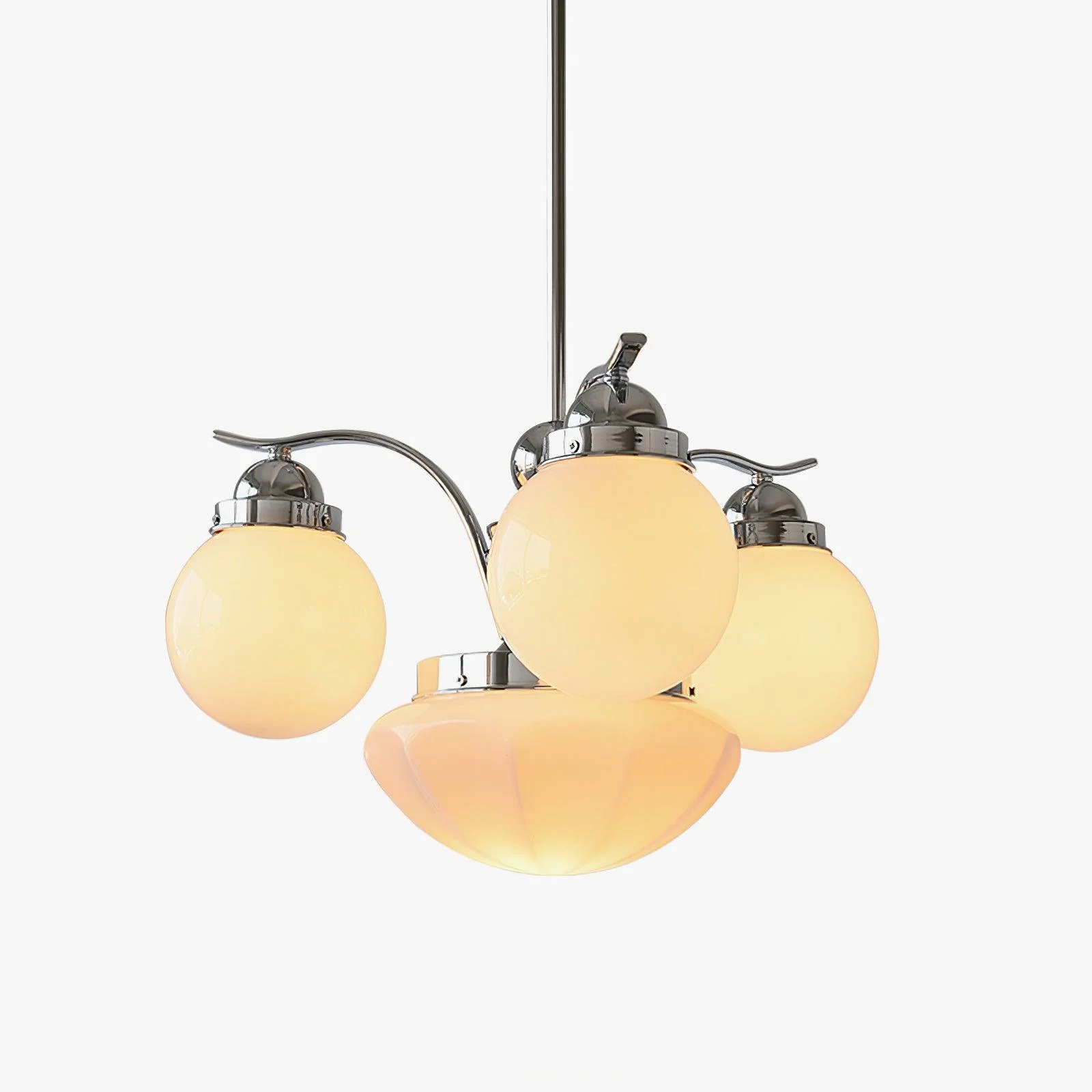Lustra Chandelier Retro Chic Globe White Glass - Image 10
