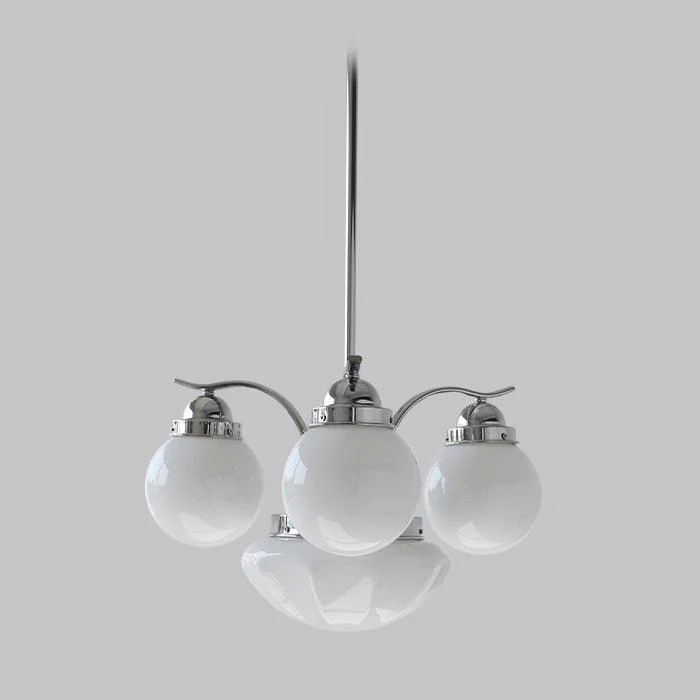 Lustra Chandelier Retro Chic Globe White Glass - Image 11