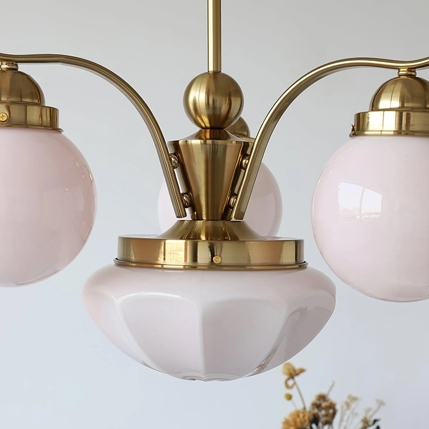 Lustra Chandelier Retro Chic Globe White Glass - Image 12