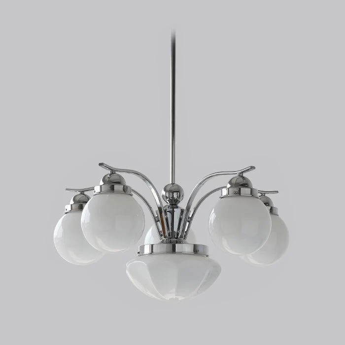Lustra Chandelier Retro Chic Globe White Glass - Image 19