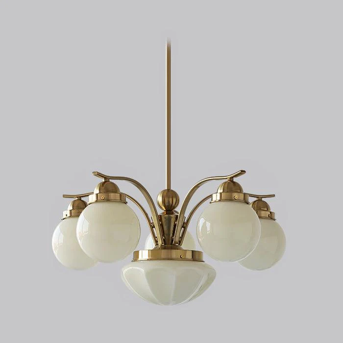 Lustra Chandelier Retro Chic Globe White Glass - Image 24