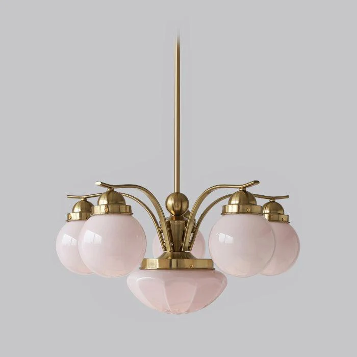 Lustra Chandelier Retro Chic Globe White Glass - Image 25