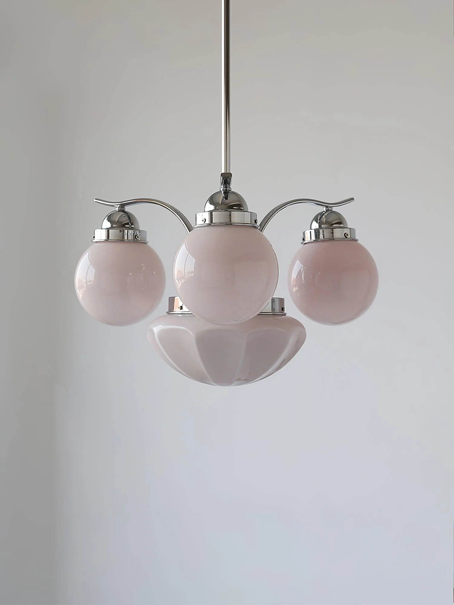 Lustra Chandelier Retro Chic Globe White Glass - Image 29
