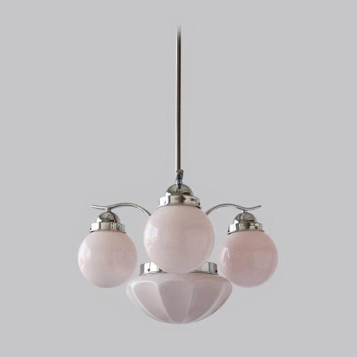 Lustra Chandelier Retro Chic Globe White Glass - Image 34