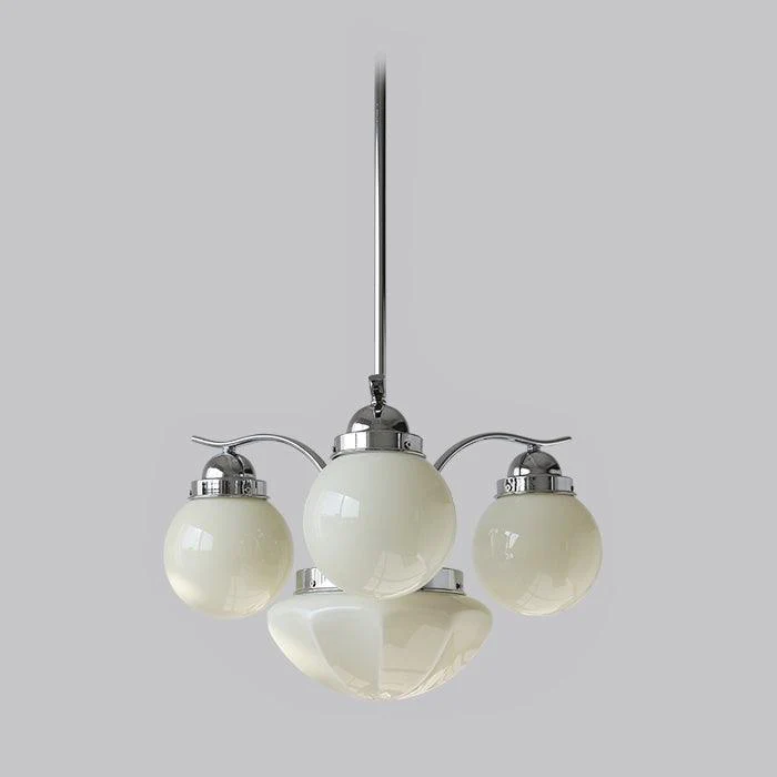 Lustra Chandelier Retro Chic Globe White Glass - Image 35